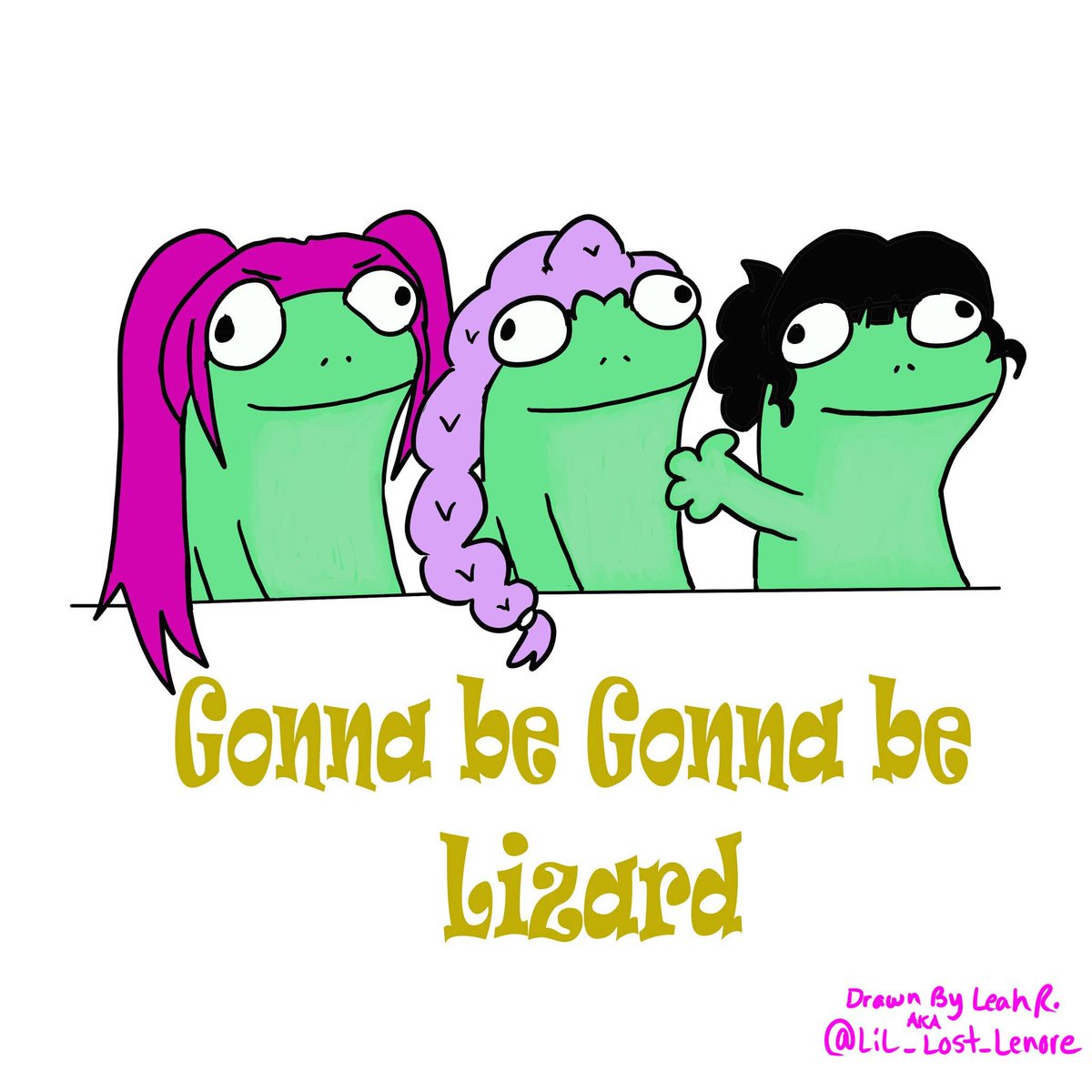 LiL_Lost_Lenore's tweet photo. I drew this stupid thing. A mash-up of Kpop Demon Hunters and Tom the Lizard. Enjoy. #kpopdemonhunters #lizard #tomthelizard #golden #funny https://t.co/DQmBHhT3UF