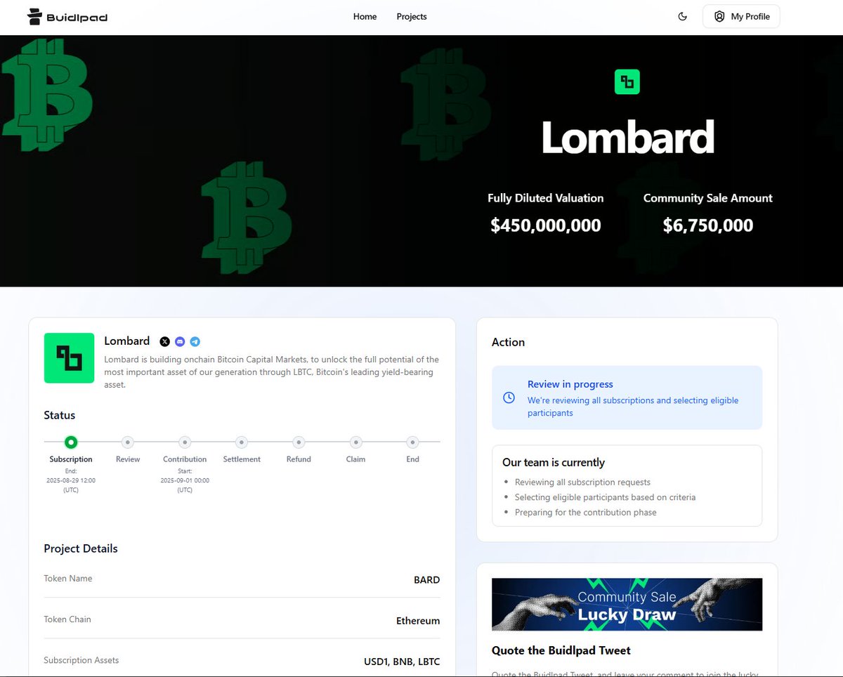 I'll try to participate. I hope it works out. It turned out well in previous times, especially with Solayer.🚀
💵
I'm supporting Lombard to build the onchain Bitcoin Capital Markets through its Community Sale on Buidlpad Now! <a href="/Lombard_Finance/">Lombard</a> <a href="/buidlpad/">Buidlpad</a> x.com/buidlpad/statu…