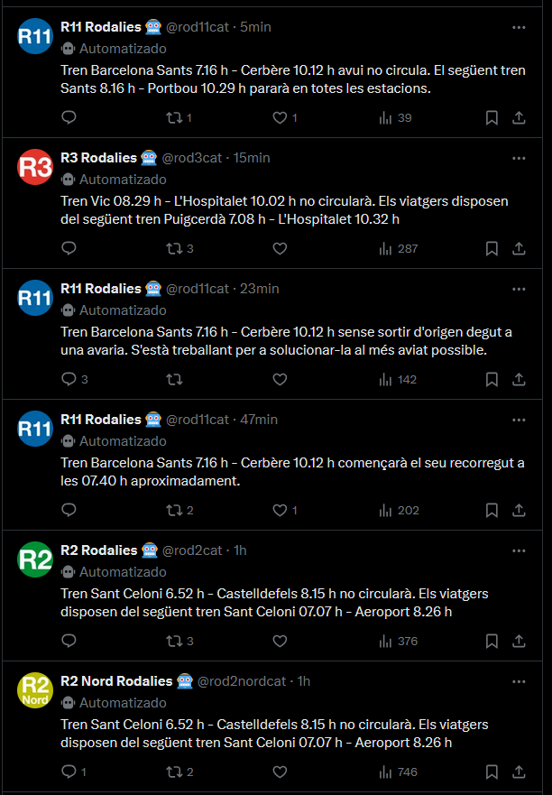 El que està passant es un drama, rodalies cau en la desídia mes gran i ningú fot res. 

On estan els que manen, O NO MANEN RES

Els usuaris abandonats

A ningú se li cau la cara de vergonya