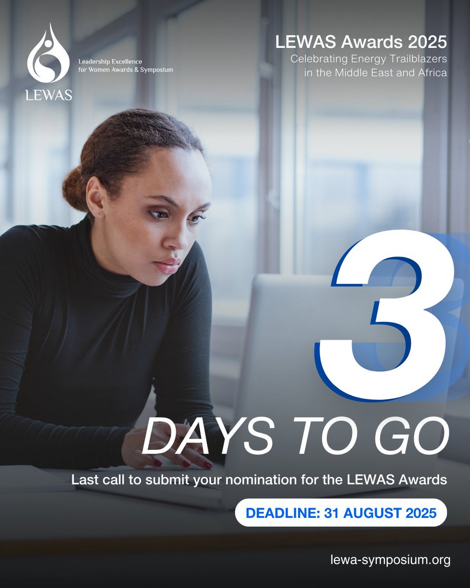 lewasymposium's tweet photo. ⏳ The countdown is almost over! Only 3 days left to nominate.
Submissions for the LEWAS Awards 2025 officially close on 31 August 2025. Make sure your nomination is complete and submitted before the deadline.
Apply now: https://t.co/83V8w8E4wF
#LEWAS #LEWAS2025 https://t.co/5rAG2ZxFp5