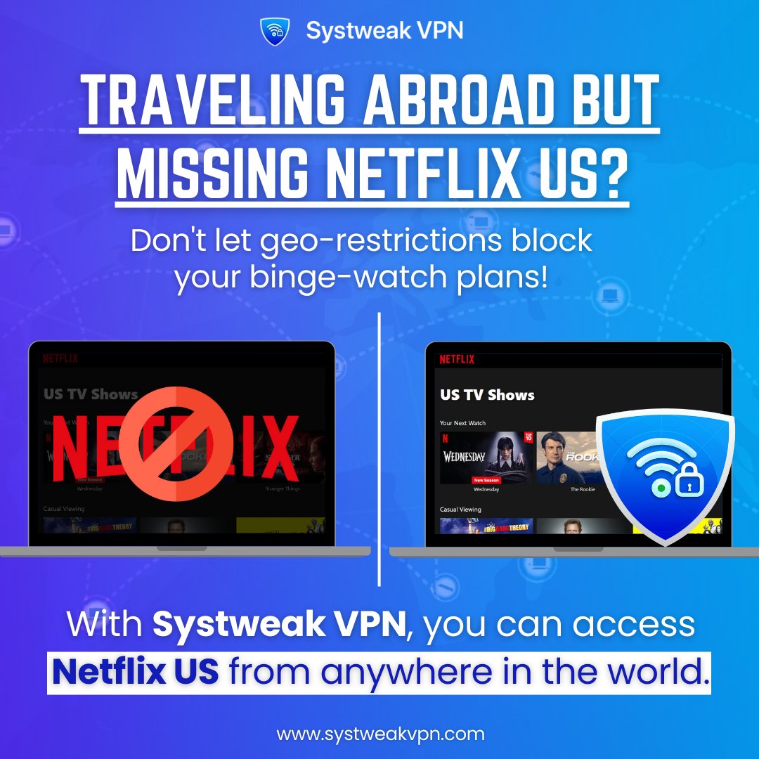 systweak's tweet image. ✈️ Traveling abroad but missing #Netflix US?

Don’t let geo-restrictions ruin your binge plans!
With Systweak VPN, you can watch your favorite US shows from anywhere in the world. 🌍📺

Download Here - systweakvpn.com/?utm_source=sy…

#VPN #StreamSmart #NetflixEverywhere