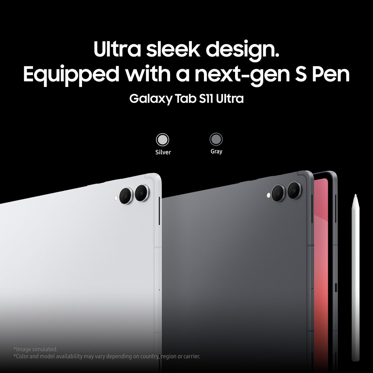 SamsungMobile's tweet image. @Abeeb_balogun30 Meet the #GalaxyTabS11Ultra. Lightweight, powerful, and built for efficiency. Tackle tasks using the new S Pen and bring ideas to life on the immersive display. Ready to unlock its full potential? 🙋 #GalaxyAI #GalaxyTabS11

Reply #stop to unsubscribe.