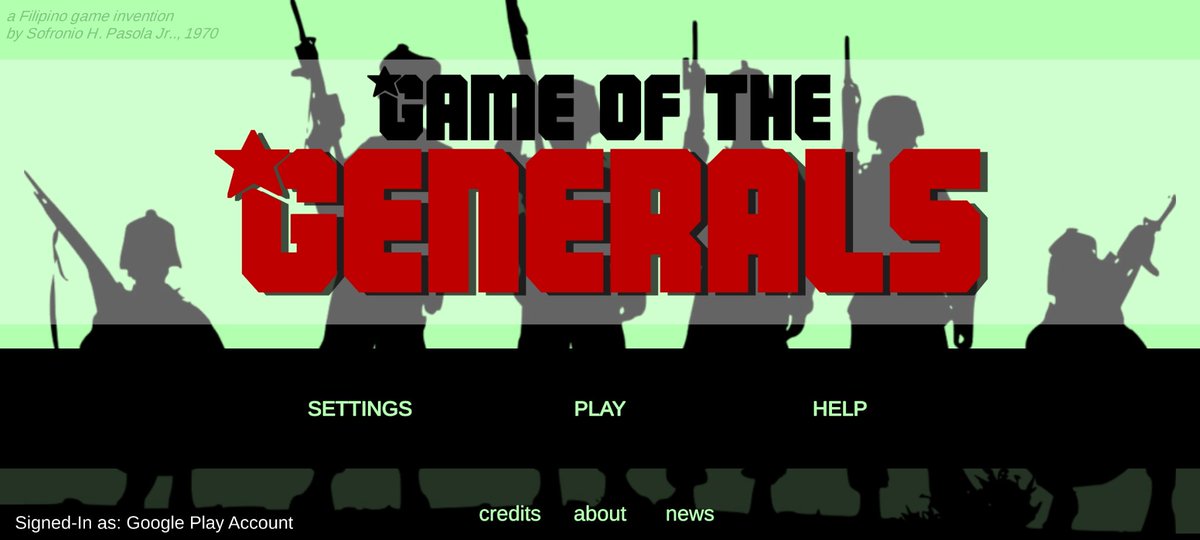 Game of the Generals, a filipino designed board game , very similar to Stratego. I never played either as a kid. Would love to play with actual board game, but the app version will do for now. The board game needs an arbiter, video game version solves that.