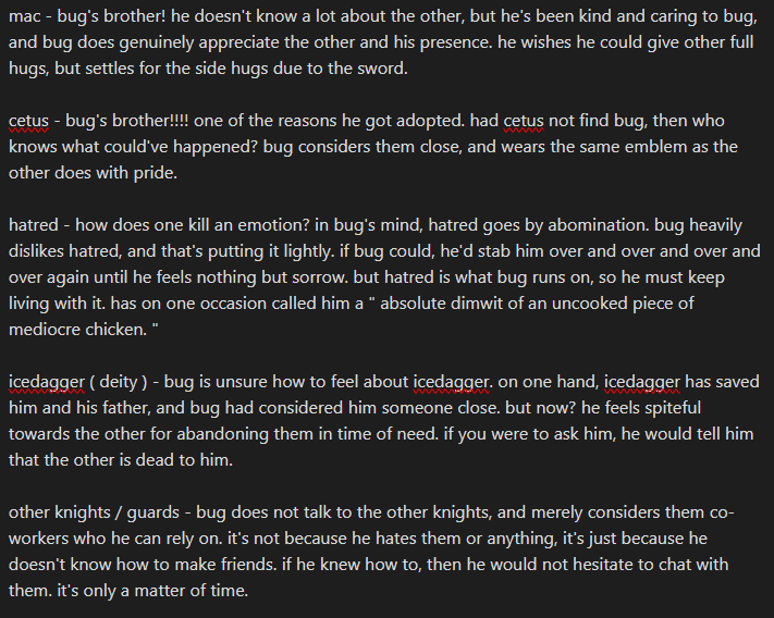 ♤ // boooo. throws tomatoes at bug. find yourself if you want ill update this whenever bug ints with more people

canon accs - you do not have to follow this if u dont want to