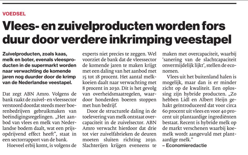 Over een aantal jaar komen we wel weer tot het besef wat er kapot gemaakt is. Maar onze boeren zijn we dan kwijt. 
En komt er vlees uit het buitenland; heeft niemand het meer over dierenwelzijn en milieu.
En hybride? Ik heb het geprobeerd: 🤮. 
#wanbeleid