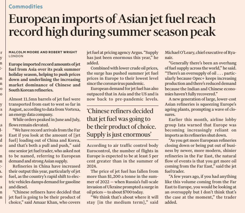 I hope the Europeans are aware where China is getting its crude from :)