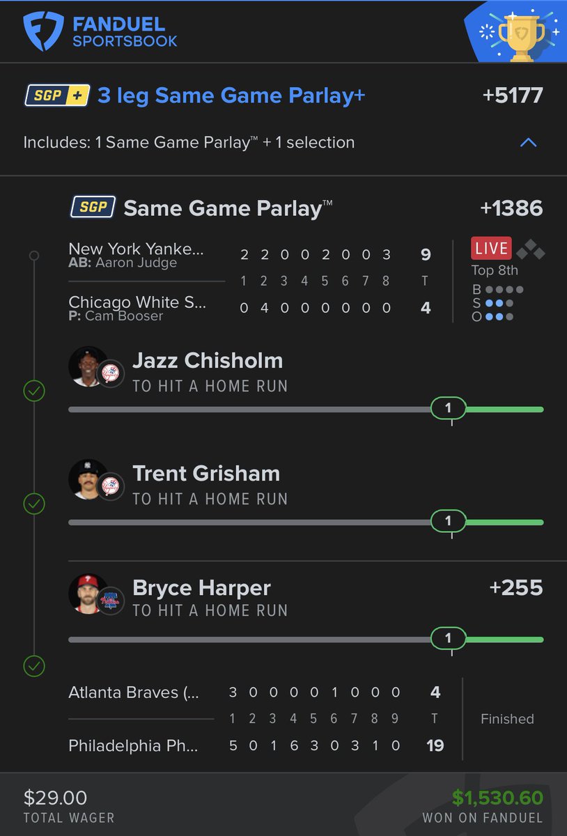 WeHitThose__9's tweet image. TWO IN ONE DAY!!!!

$26 —&amp;gt; $1,500 ✅✅✅✅

$29 —&amp;gt; $1,500 ✅✅✅✅

26 3 LEG BANGS THIS SEASON!!!!

whop.com/c/thecappersco…