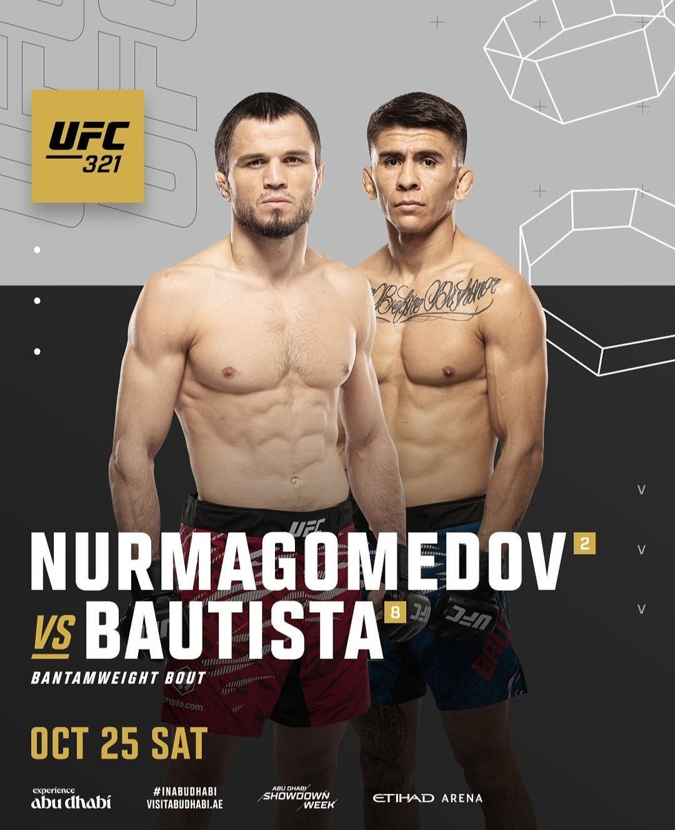 MMAmelotto's tweet photo. 🚨 OFICIAL: 🇷🇺 Umar Nurmagomedov x 🇺🇸 Mario Bautista está confirmado para o UFC 321, dia 25 de outubro, em Abu Dhabi. https://t.co/eErz8SUqWR