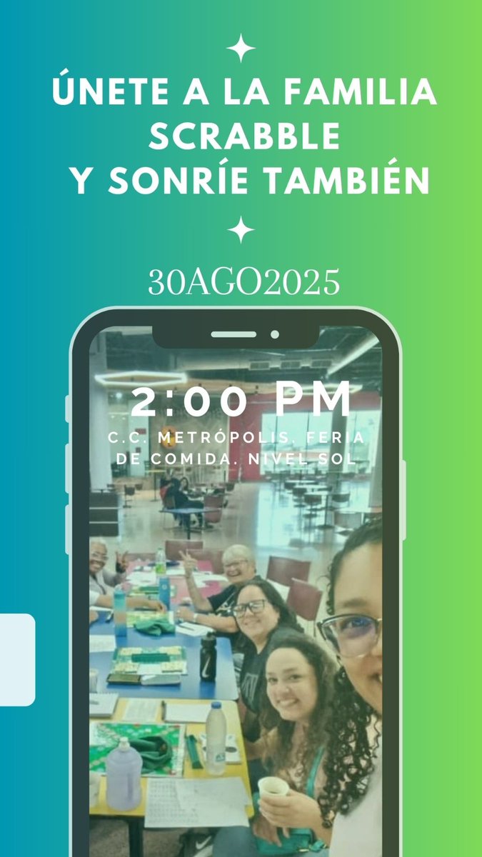 duggy72's tweet photo. SÁBADO 30/08 EN LAS INSTALACIONES DE #METROPOLIS DESDE LAS 2PM EN LA FERIA DE COMIDA .. UN ESPACIO PARA CONOCER EL MUNDO DEL #scrabble VZLA PARA TODAS LAS EDADES LO IMPORTANTE ES COMPARTIR @sandiegovial @Heberlizeth @negromangueraa @SandyaveledoC @EduarYepez  #Valencia https://t.co/IcC83f6A66
