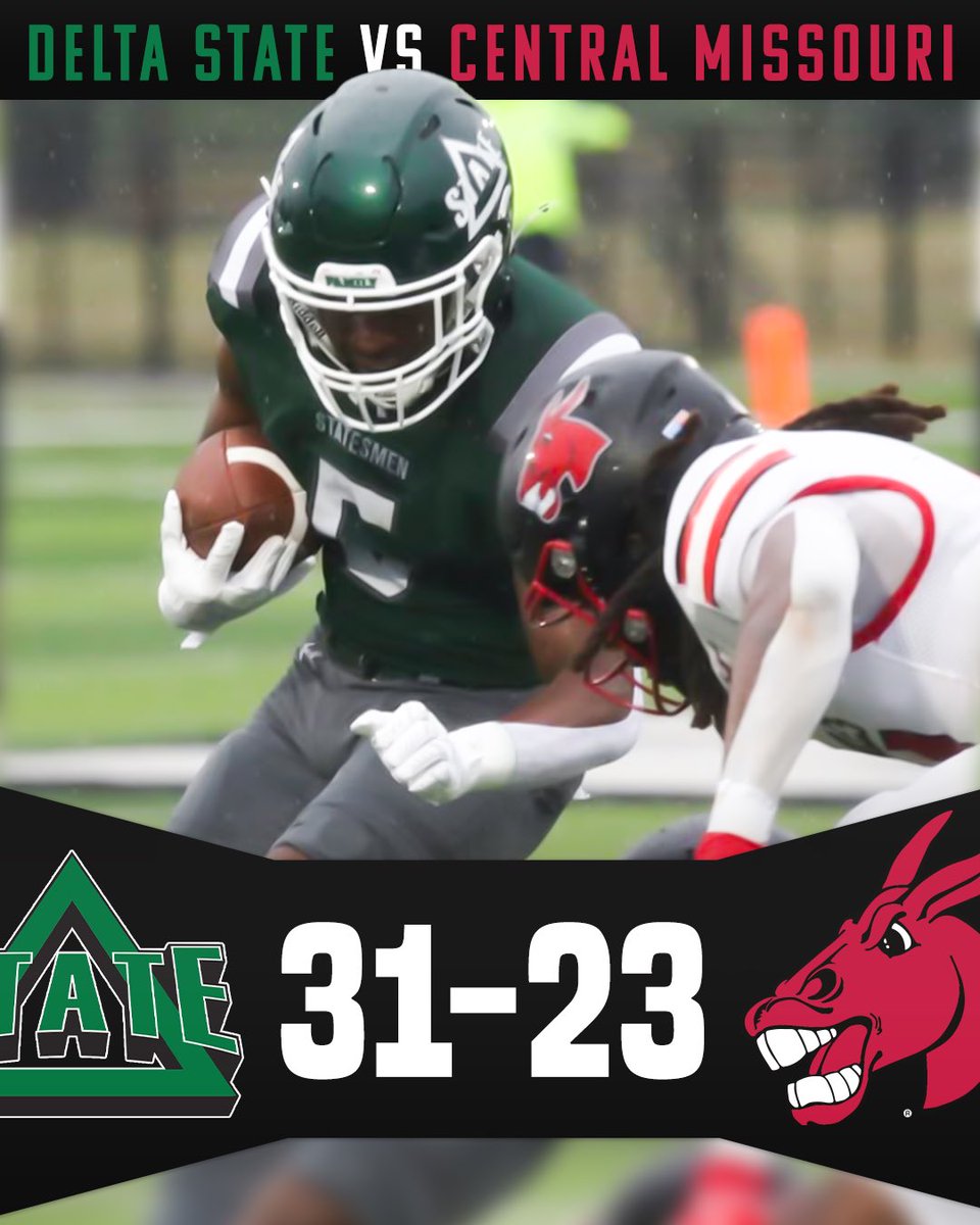 Division 1 Rejects (@d1_rejects) on Twitter photo Statesmen start 2️⃣0️⃣2️⃣5️⃣ in a BIG way
<a href="/DeltaStateFB/">#DSUFamily</a> pulls off the top-25 upset vs the Mules from <a href="/UCMFootballTeam/">Mules Football</a> 🟢
#D1R | #D2FB Statesmen start 2️⃣0️⃣2️⃣5️⃣ in a BIG way
<a href="/DeltaStateFB/">#DSUFamily</a> pulls off the top-25 upset vs the Mules from <a href="/UCMFootballTeam/">Mules Football</a> 🟢
#D1R | #D2FB