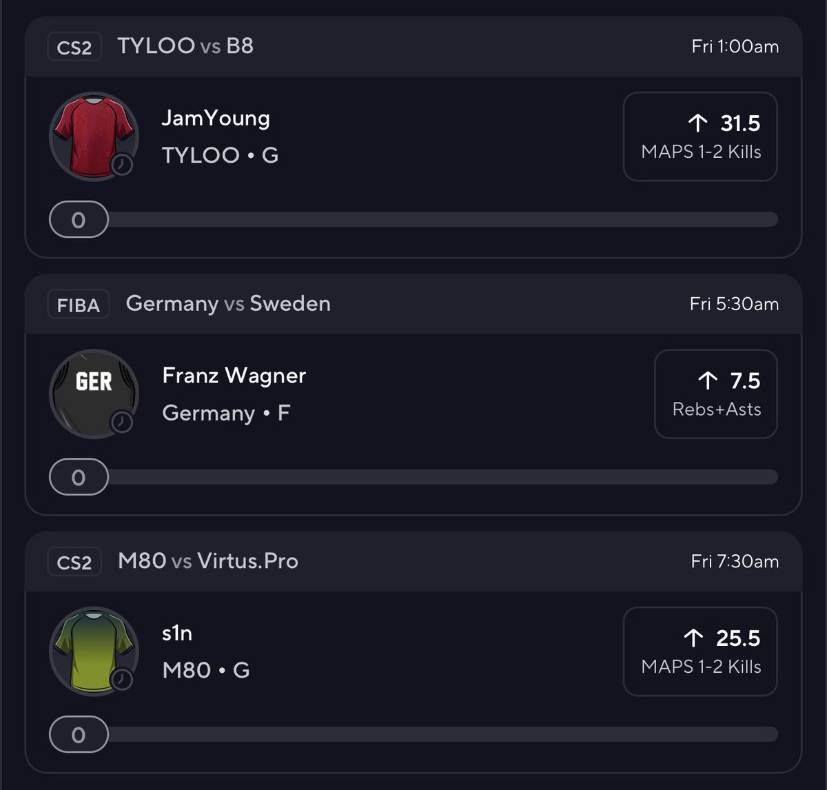 ThePickReaper's tweet photo. 🌞💸 #PrizePicks Wake n Cash 6x

Last night’s lineup hit, let’s do it again. All picks are from the DGF +EV optimizer, lines will probably be bumped soon.

🔗 https://t.co/b68AAD8Wq1