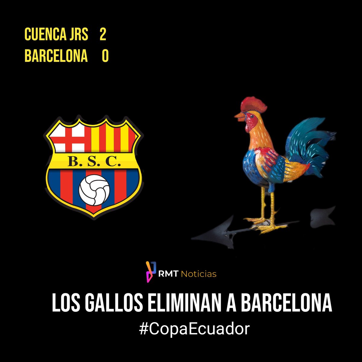 #Barcelona y sus #CienAñosDeSoledad. Sin copas internacionales y ahora sin #CopaEcuador . Hoy fue eliminado por el joven equipo <a href="/CuencaJrs/">Cuenca Juniors</a> en un partido que terminó con "Ole" desde las grandes a favor del equipo cuencano.
<a href="/CarlosXArguello/">Carlos Xavier Argüello</a> <a href="/jdiegocornejo70/">Juan Diego Cornejo</a> <a href="/MemesCuenquita/">Memes Cuenquita</a>