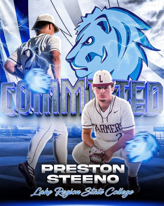 Preston_Steeno (@preston_steeno3) on Twitter photo I’m Blessed and Thankful to announce my verbal commitment to <a href="/LRSCbaseball/">Lake Region State College Baseball</a> . Thank you to everyone who supported and encouraged me from the start, Y’all mean more to me than you think.
<a href="/LeftyKyleAbbott/">Kyle Abbott</a> <a href="/Ebaseball_22/">Coach Shannon</a> <a href="/DBATLewisville/">D-BAT Lewisville</a> <a href="/CoachSteveLRSC/">Steve Anderson</a> I’m Blessed and Thankful to announce my verbal commitment to <a href="/LRSCbaseball/">Lake Region State College Baseball</a> . Thank you to everyone who supported and encouraged me from the start, Y’all mean more to me than you think.
<a href="/LeftyKyleAbbott/">Kyle Abbott</a> <a href="/Ebaseball_22/">Coach Shannon</a> <a href="/DBATLewisville/">D-BAT Lewisville</a> <a href="/CoachSteveLRSC/">Steve Anderson</a>