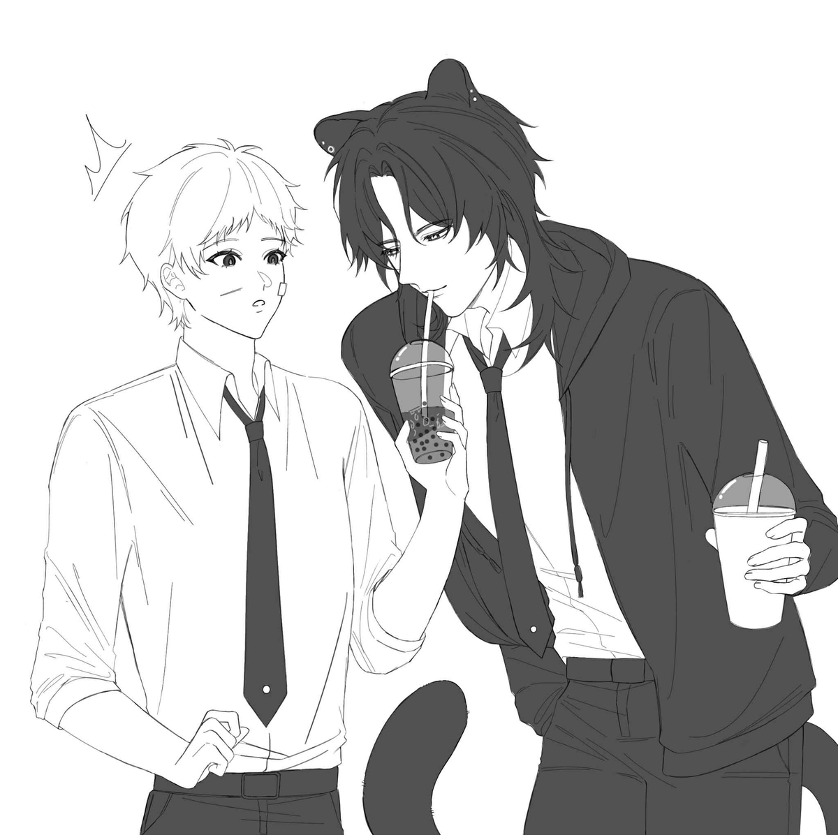 Tamak_TYU's tweet photo. หวาน..

(cmsเส้นเปล่า by Pinkupom Purin)
(คนลงสีขาวดำ @2PAO_TYU ) https://t.co/5iClyvgiiY