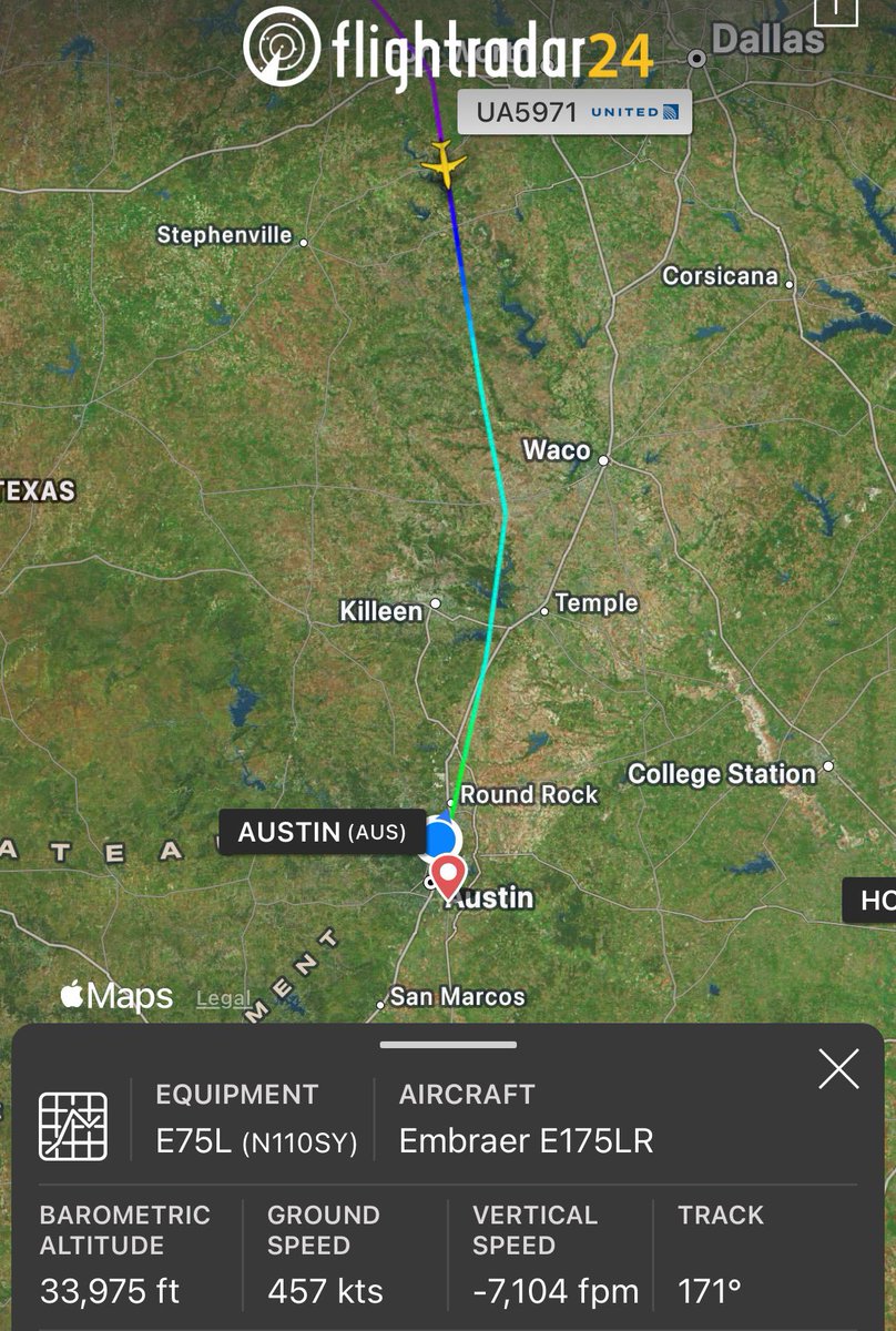 United flight 5971 (operated by SkyWest) from Aspen to Houston diverted to Austin Thursday evening.

Note the 7,000+ fpm rate of descent in the ADS-B data. An emergency was declared shortly after.

Working to get more details…