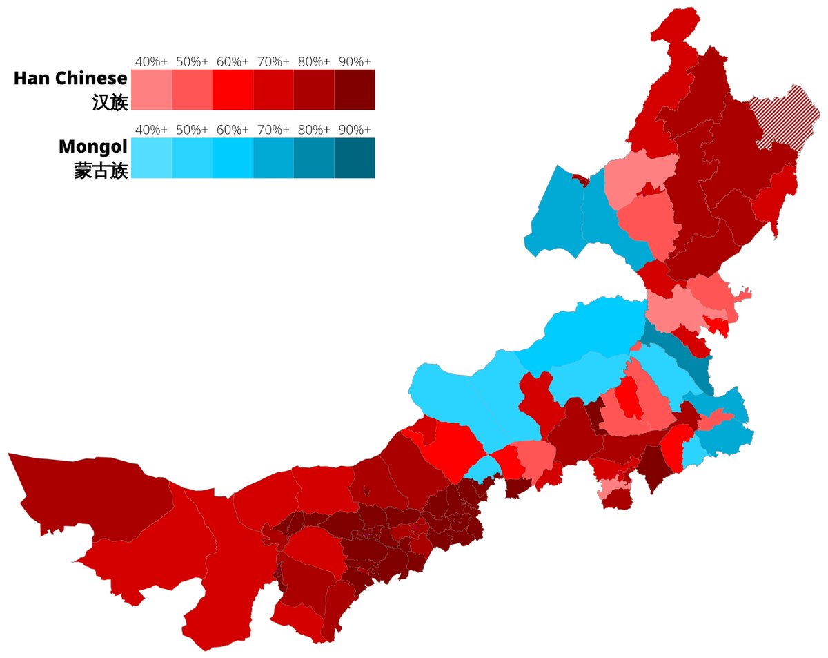 Дэлхийд монгол үндэстэн хамгийн ихээр оршин суугаа бүс нутаг нь Өвөрмонгол, тэр дундаа энэхүү цэнхэрээр тодруулсан хэсэгт 4.2 сая монгол үндэстэн амьдарч байна.