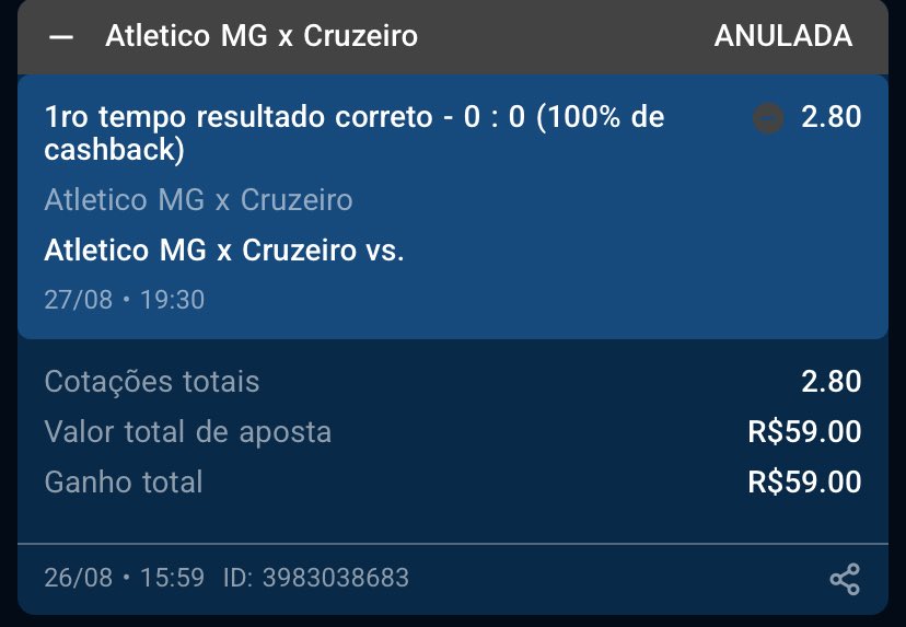 Muitos perguntam sobre essas e outras anulações. A regulamentação é CLARA: a casa só pode anular aposta caso seja constatada fraude ou manipulação de resultados. Não importa o que dizem os termos: eles não se sobrepõem à “lei”!

Teve seus direitos violados? Consulte-nos!