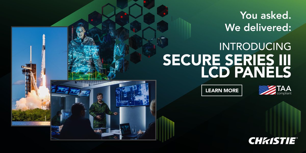 ChristieDigital's tweet image. 🚨 Meet the Secure Series III—our most advanced large-format LCD displays! 24/7 performance, 4K UHD. Exclusively at Almo Pro AV. 🔗 Discover more: ow.ly/5BSx50WNVXi #SecureDisplays #MissionCriticalTech #ControlRoomSolutions #ProAV