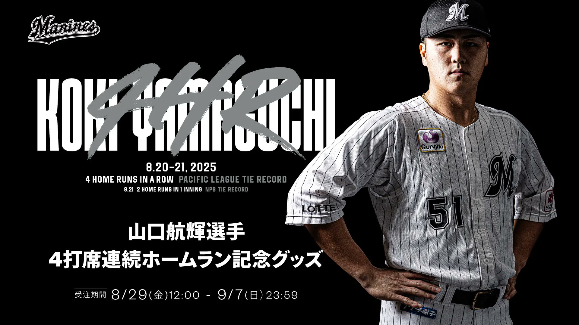 【値下げ交渉可】千葉ロッテマリーンズ 山口航輝　Oサイズ 値下げ交渉可】千葉ロッテマリーンズ 山口航輝 Oサイズ