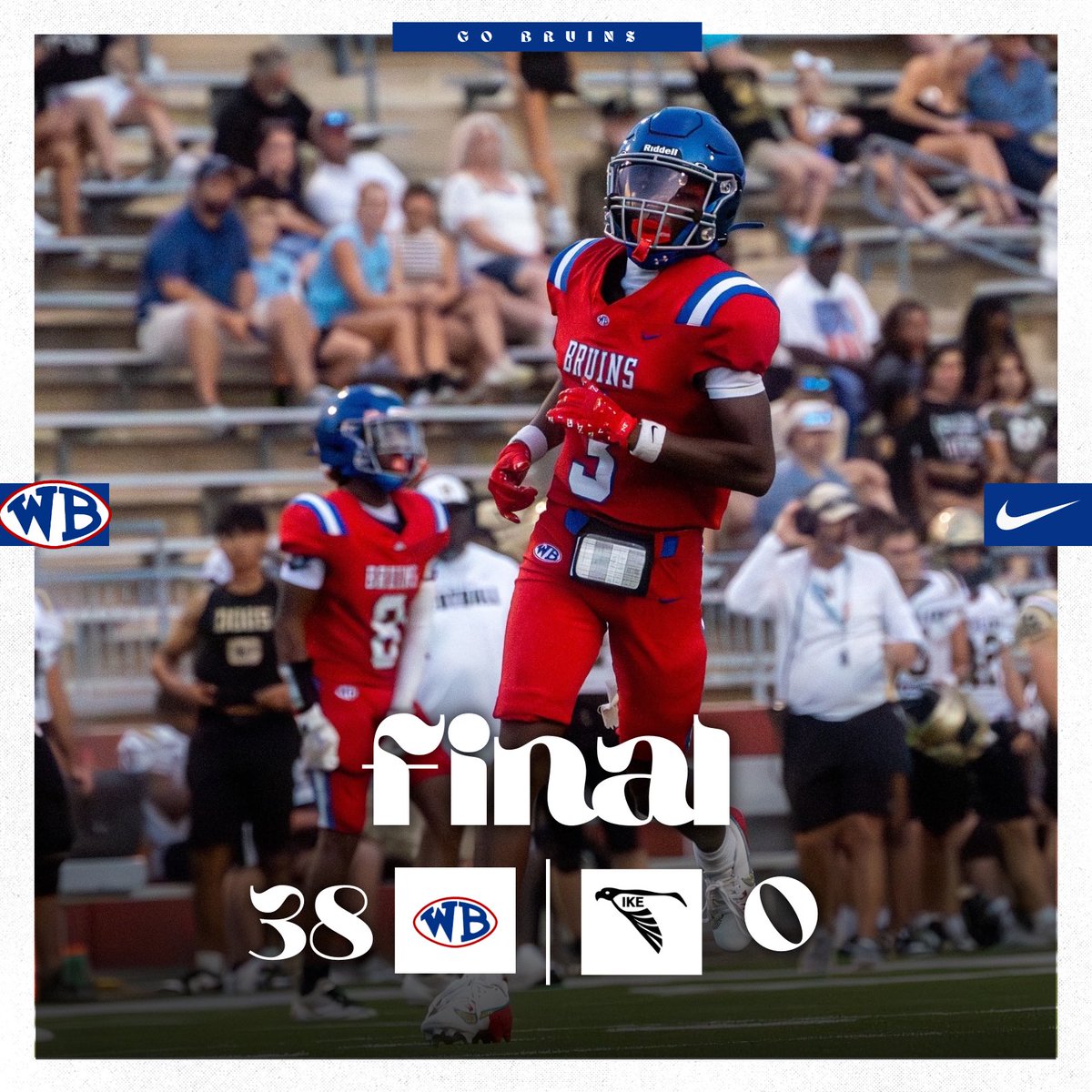 football_brook's tweet photo. WEEK ONE WRAPPED 🏈
Bruins dominated Eisenhower 38–0. Fast. Physical. Focused.

We’re ALL IN for the #FN5GL #Sweepstakes — help upgrade Alex Durley Stadium!
Tag @TMobile + use #FN5GL &amp; #Sweepstakes
📌 @WestBrook_bmtisd
🔗 https://t.co/ERwh5NwzEB
#BrookFamily #AllInAllYear https://t.co/y3EVYDOtyJ