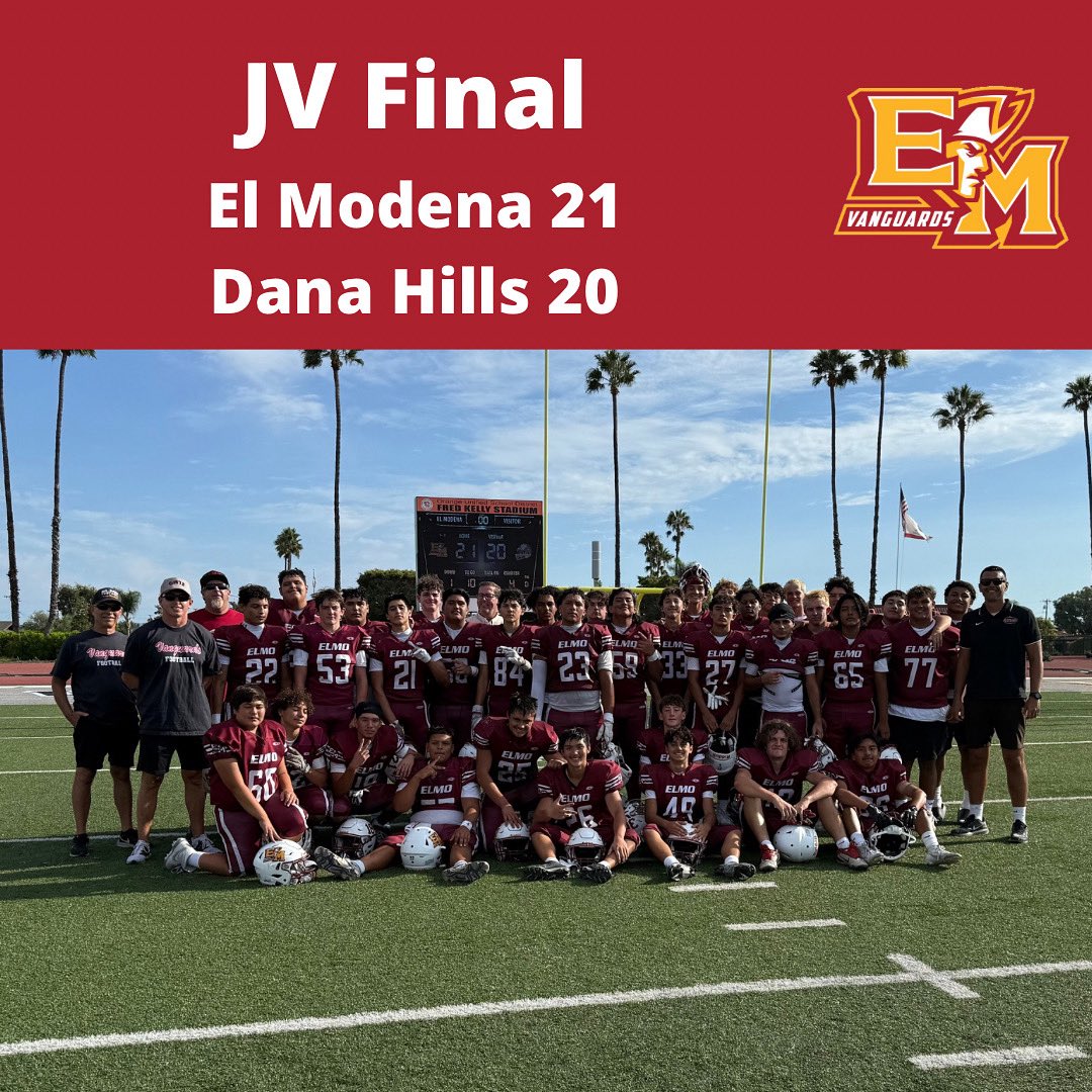 El Modena Football (@elmodenafb) on Twitter photo Congratulations to our JV team for a hard fought win over Dana Hills! <a href="/ElModenaHS/">El Modena HS</a> <a href="/EMHSFrontline/">El Modena Frontline</a> <a href="/emfb_mitchell/">Matt Mitchell</a> Congratulations to our JV team for a hard fought win over Dana Hills! <a href="/ElModenaHS/">El Modena HS</a> <a href="/EMHSFrontline/">El Modena Frontline</a> <a href="/emfb_mitchell/">Matt Mitchell</a>