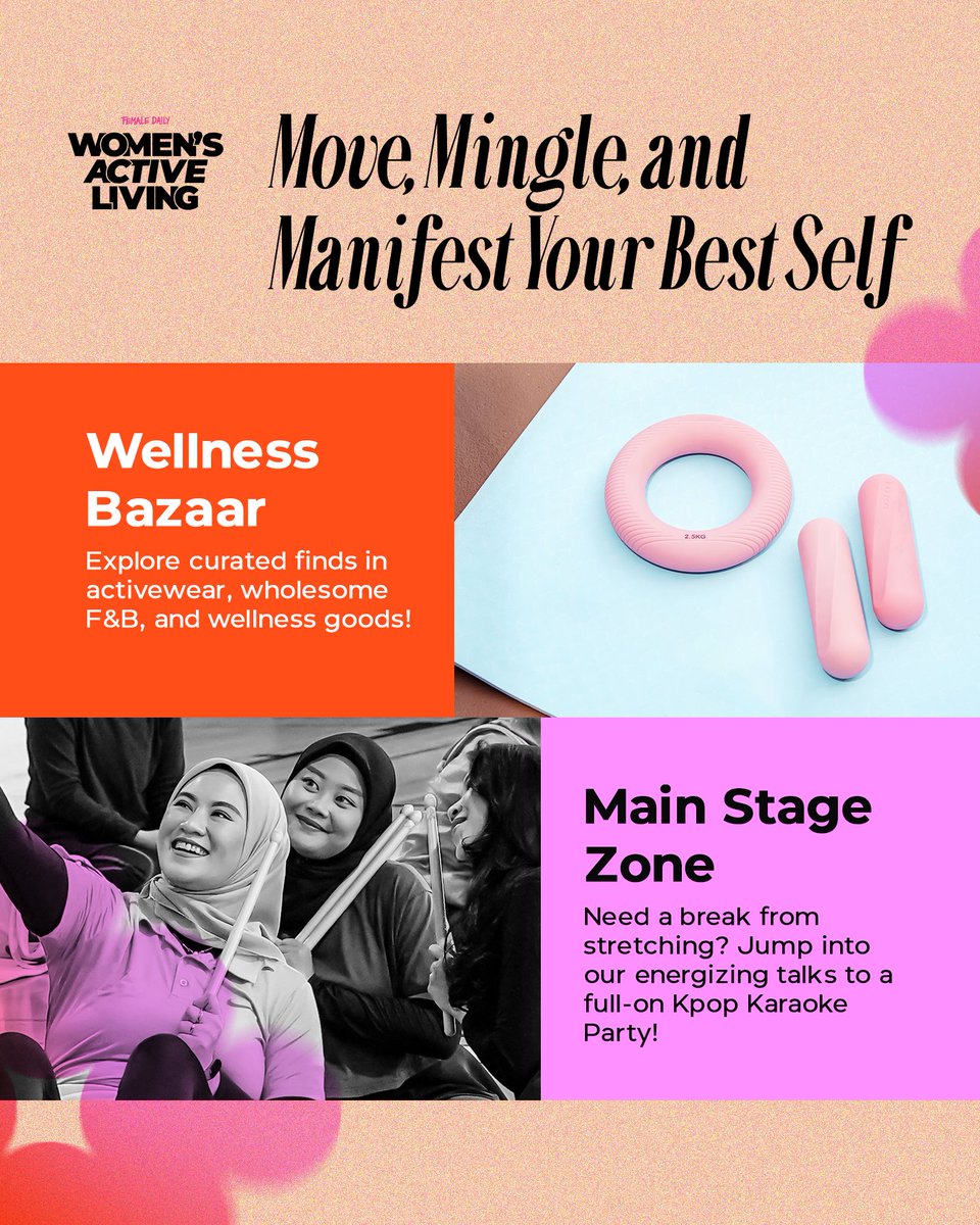 marshabeautyid's tweet photo. History in the making, bestie! 
For the first time ever — Female Daily bikin wellness &amp; beauty festival just for YOU ✨
Beginner-friendly ✅
Fun activities ✅
Goodie bag ✅
 
📆 13–14 Sept 
📍  Urban Forest, Jkt
🎟️ from 90k aja 

Beli tiketnya sekarang 
Follow @womensactiveliving https://t.co/Du4YXrq7kL