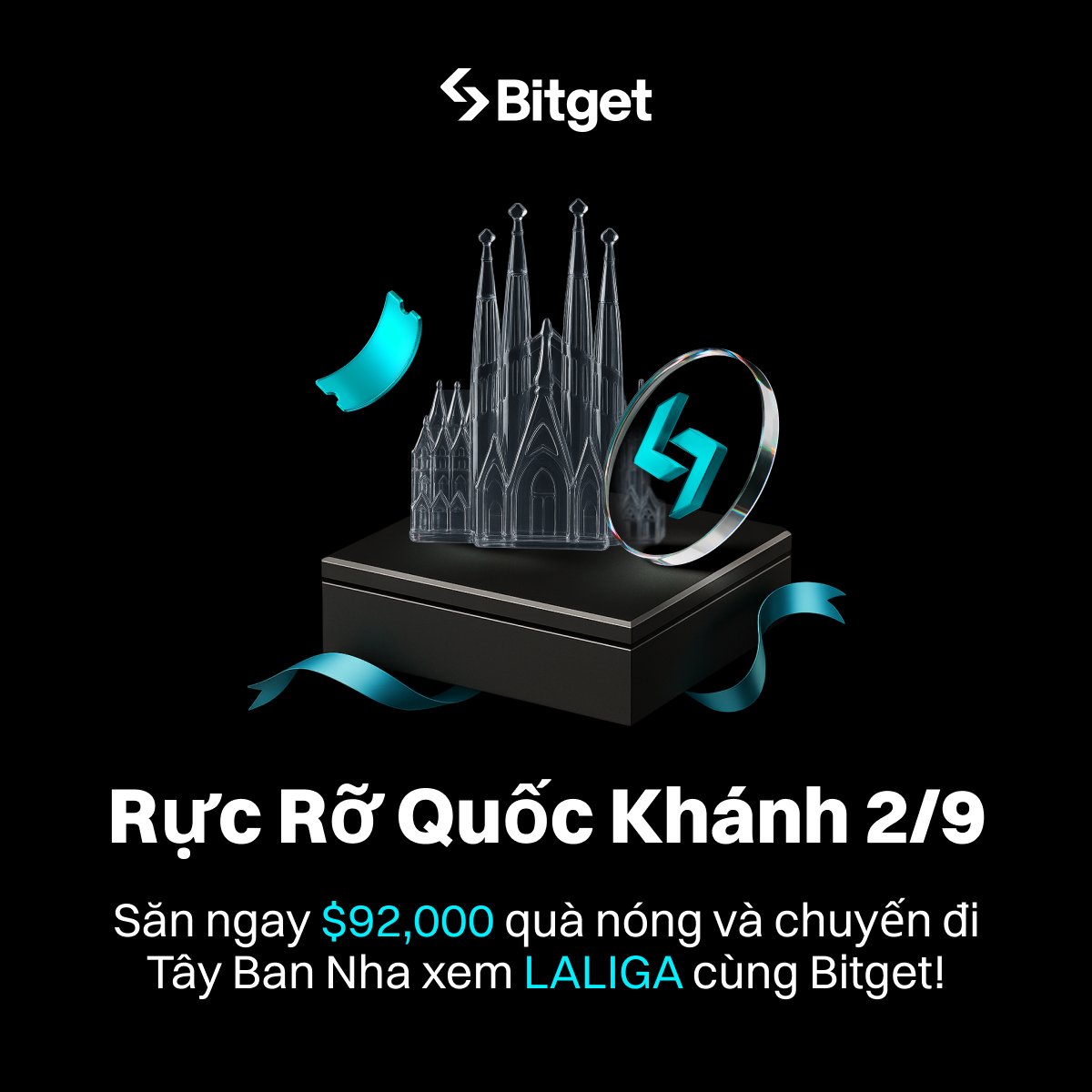 bitgetvietnam's tweet photo. [Sự kiện độc quyền cho người dùng Việt Nam]

🏆 Săn ngay $92,000 & đi Tây Ban Nha xem LALIGA - Rực rỡ Quốc Khánh 2/9 🇻🇳

✅ Đăng ký: https://t.co/lAmwKiy4XV

Hoàn thành các nhiệm vụ: 

🔵Nạp ròng từ 100 USDT & duy trì 4 ngày
🔵Khối lượng giao dịch từ 200 USDT
🔵Mời từ 5 người bạn 
🔵Nắm giữ BGB

Rút thăm trúng: 

⭐️ BST Vietnam Rising: Tee United, Cap sao xanh, Bandana Long & Bình shaker +84
⭐️ 10 BGB, ETH, LINK, XRP, USDT

🎉 Top 1 nhận trọn chuyến đi Tây Ban Nha 3 ngày xem trận đấu Barcelona - Atlético Madrid mùa giải 2025 - 2026 

⌛ Đến 22:59 30/9/2025 (giờ VN)

Kỷ niệm 80 năm Độc Lập, Bitget ra mắt ra mắt BST Vietnam Rising – Bộ merch Bitget độc quyền kỷ niệm Quốc Khánh - Tri ân người dùng Việt Nam ❤️