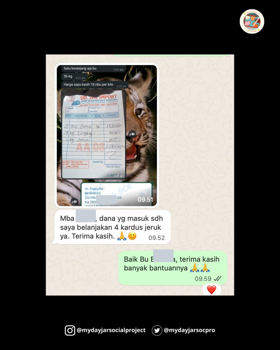 [HELP RT]

Kami memutuskan untuk membuka donasi untuk support logistik/medis.

Pada Senin/25 Agustus 2025 kami mensupport logistik-medis, penyaluran dibantu oleh Buibu keren yang selalu bersuara melalui @.SustainableIndonesia 

bit.ly/MyDayJarsSuppo…

#WargaBantuWarga