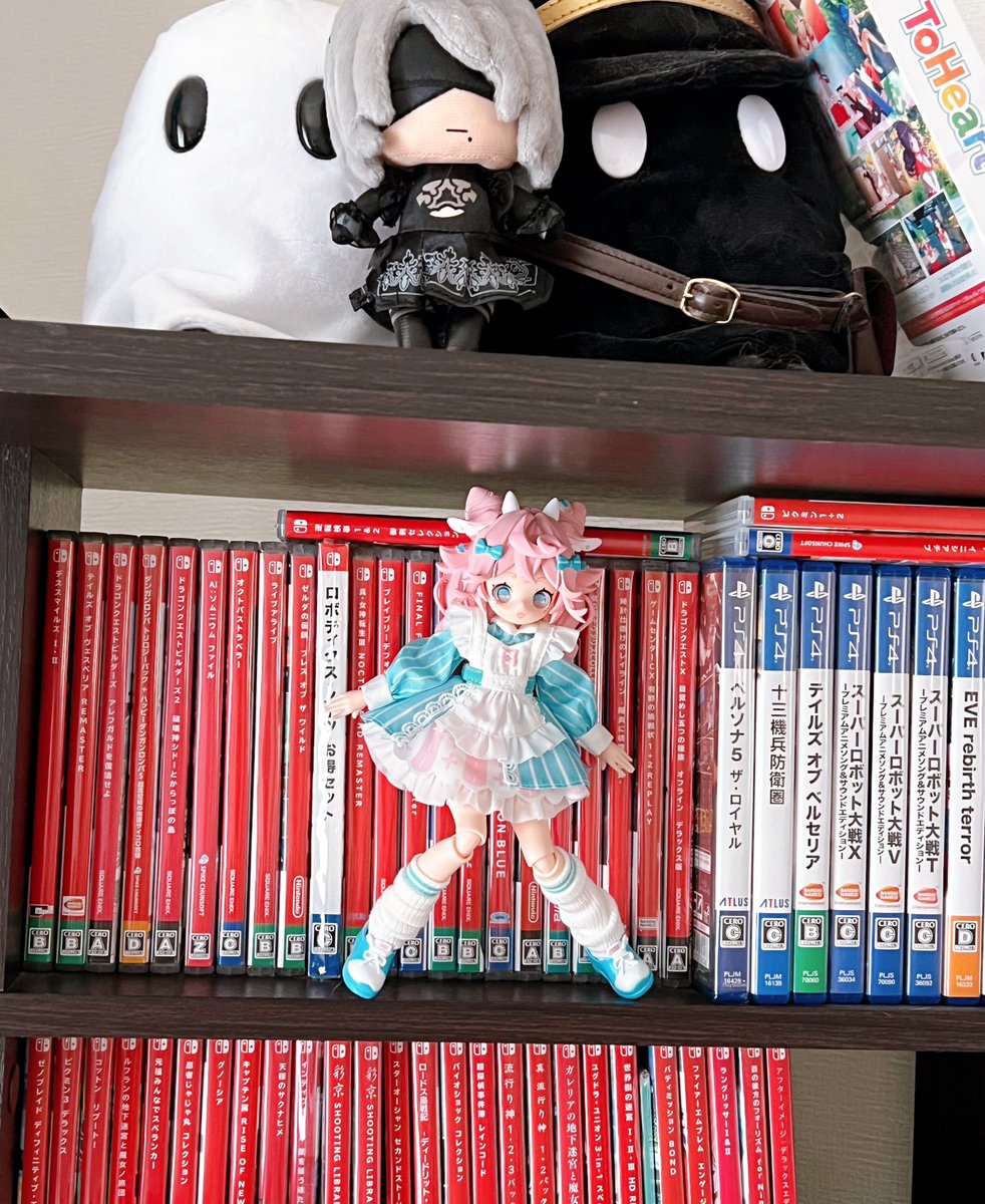 背もたれさえあれば、こんな所にこんなポーズでも立てるって凄くない？
｢ゲームいっぱいだねぇ、あるじ！｣
せやな。ゲーム部屋にはこの10倍はあるよ。私のじゃないけど。