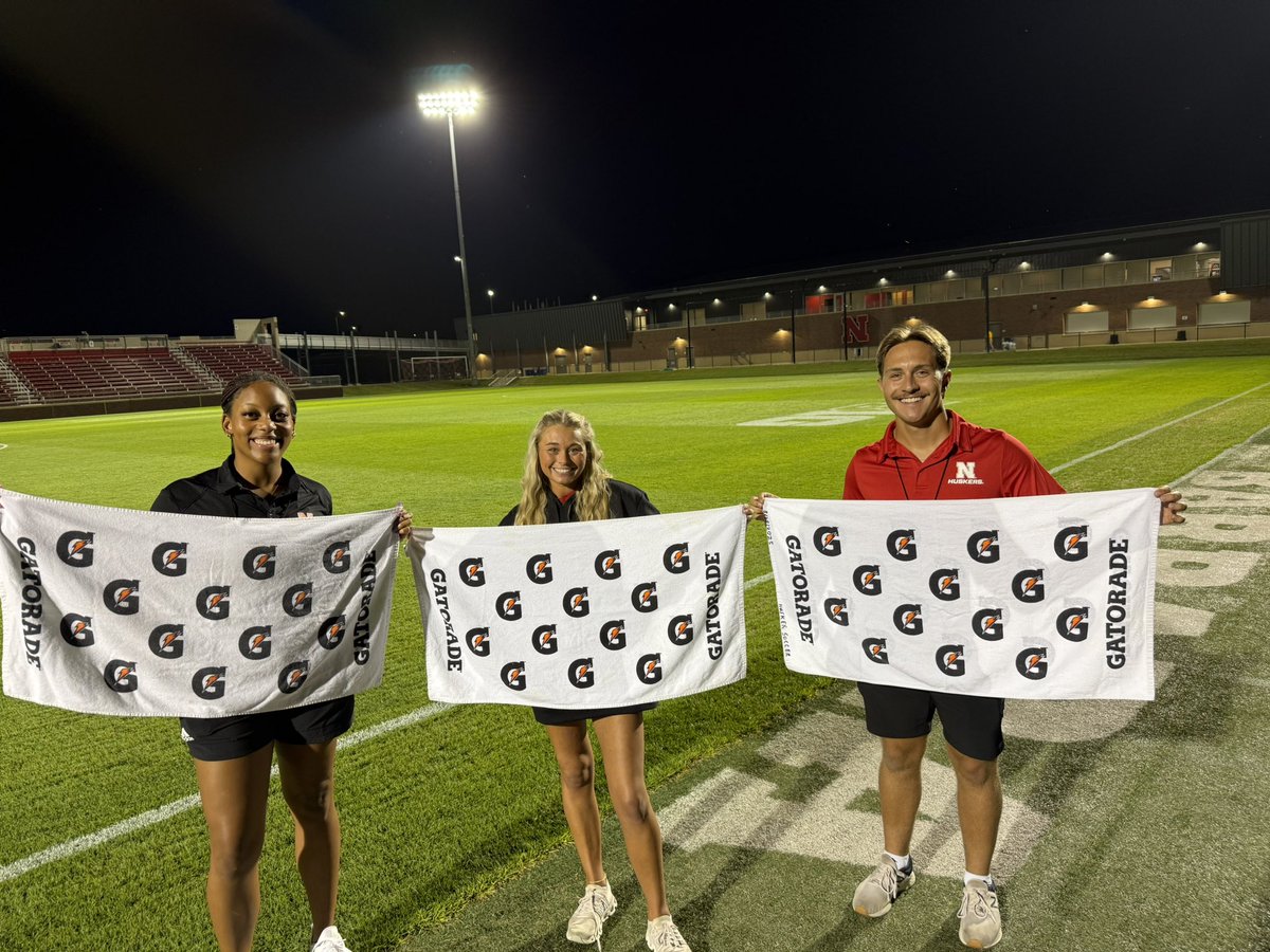 Congrats to the interns who earned their towel for working their first event tonight at <a href="/HuskerSoccer/">Nebraska Soccer</a>!