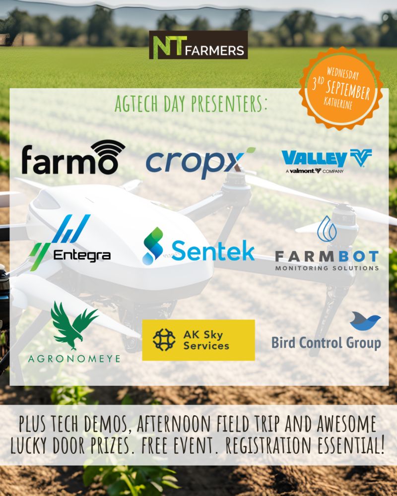SentekTech's tweet image. Sentek will be at the NT Farmers AgTech Day! 🚜🌱

The event will feature AgTech suppliers and partners showcasing technologies for local growers and industry stakeholders.

Alongside the field day, Sentek will also meet with key regional partners and clients.