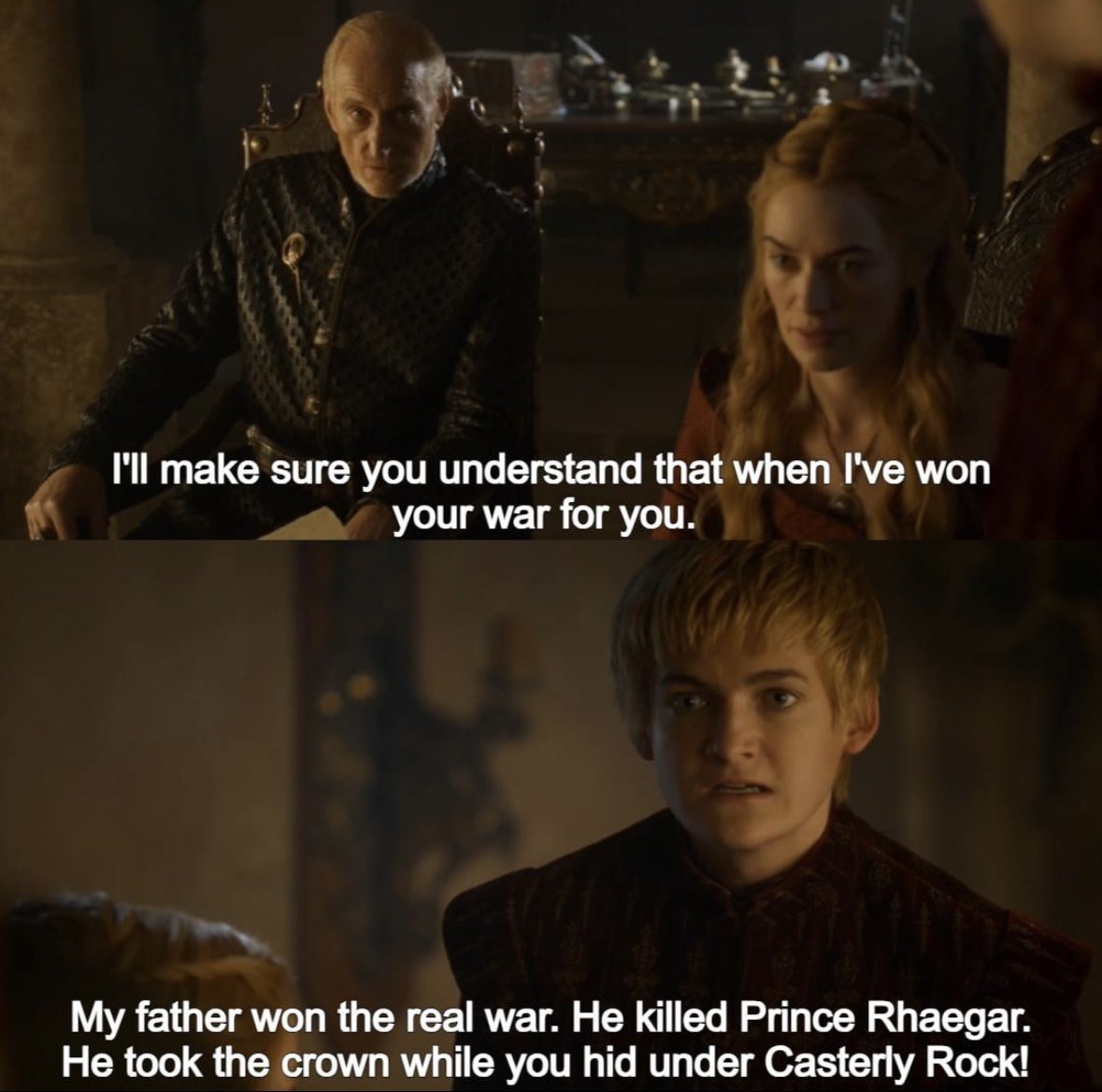 Joffrey cooked Tywin here