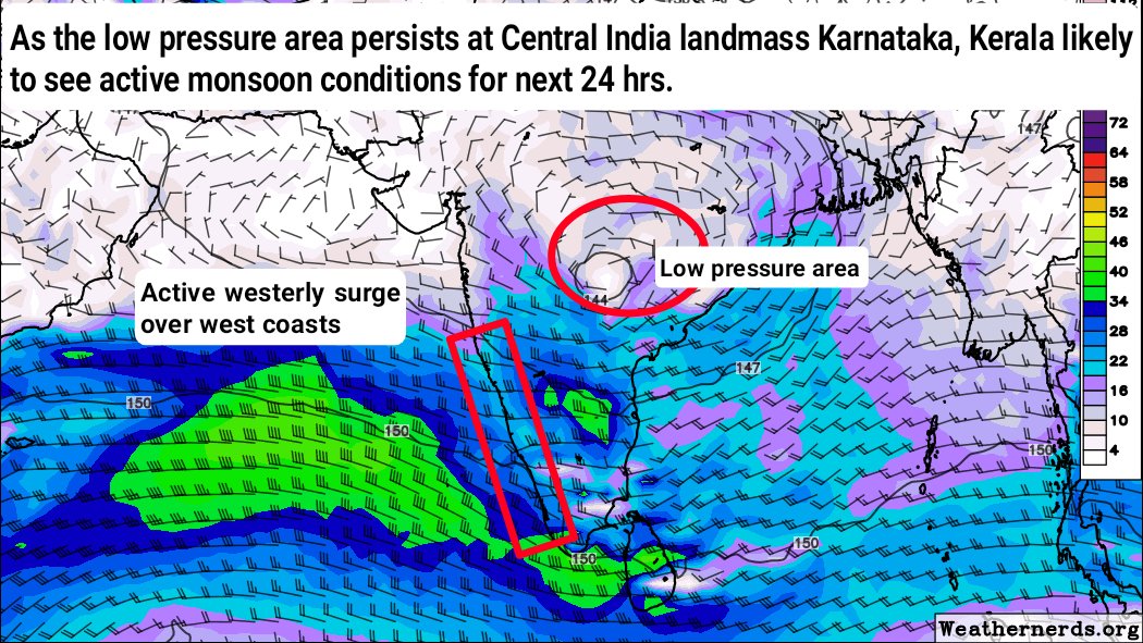Deltarains's tweet photo. DWM DAILY WEATHER FORECAST DATED 29TH AUG, 2025

#Weathersynopsis:
==> The low pressure area persists over central India (Southeast Madhya Pradesh and neighborhood).

==> It likely to keep the active monsoon conditions over west coasts and parts of central India.

#Weatherforecast:
==> #Kerala & #Karnataka especially western ghats region likely to see widespread heavy rainfall activity with active monsoon conditions for next 24 hrs. 

==> From tomorrow, gradual reduction of monsoon conditions expected at west coasts. However, moderate showers likely to continue for another 2-3 days.

==> Western ghats areas of #Nilgiris especially #Bandalur, #Devala, #Avalanche, #Gudalur region &  #Coimbatore dt #Chinnakallur #Valparai region likely to see heavy rainfall activity today.

==> Palakkad pass #Kinathukedavu #Negamam #Aanamalai #Palladam #Udumalaipettai surroundings likely to see passing showers today as well.

==> Mostly dry weather expected over plains area of #Tamilnadu. Isolated places of coastal  region likely to see passing thunder showers during late evening & night hours.

Thanks & Regards
Hemachander R
Deltaweatherman
