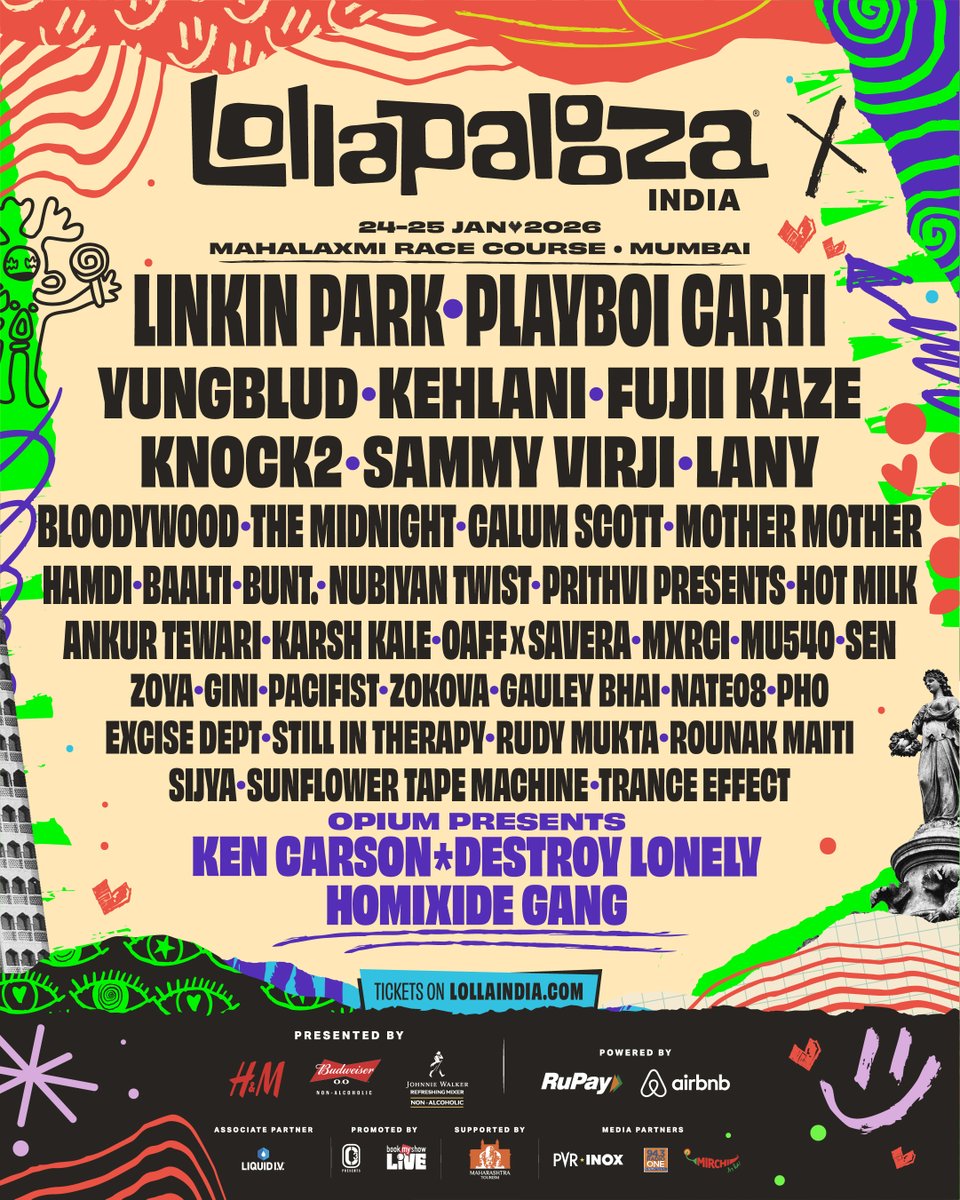 LollaIndia's tweet image. An assembly of icons, disruptors, and visionaries. Lollapalooza India 2026, is this what you've been waiting for?
Tickets are LIVE! You know what to do - get yours now: lollaindia.com