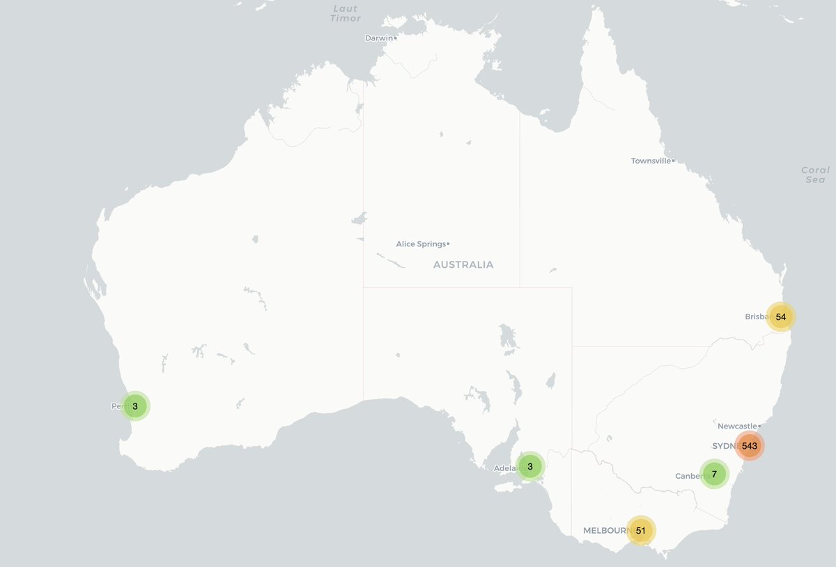 Perth, Adelaide, Melbourne, Sydney, Brisbane 같은 주요 도시의 Pipe Network 노드 위치를 강조한 호주 지도