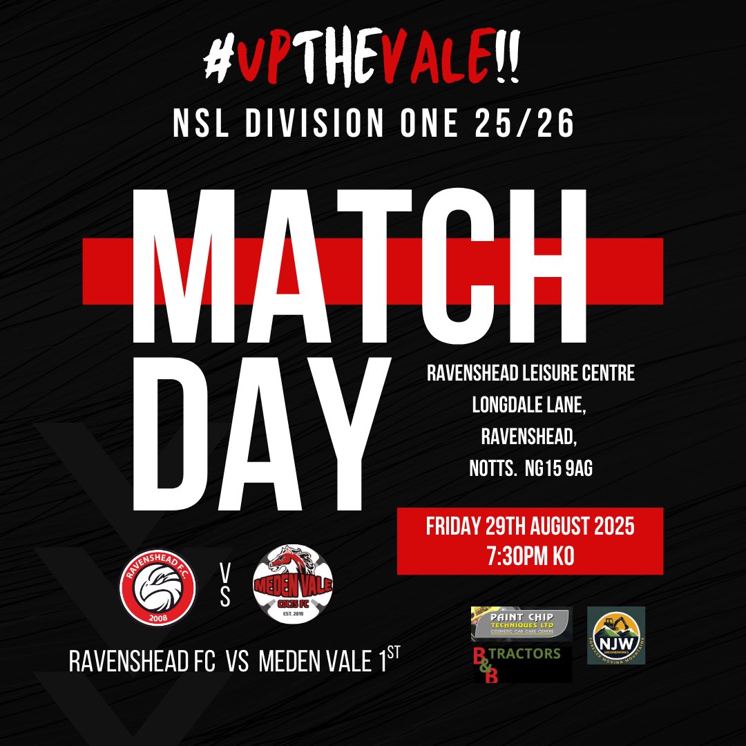 GAME DAY TODAY FOR THE MEN’S 1st TEAM… ONLY A SHORT AWAY TRIP TO RAVENSHEAD, ALL SUPPORT APPRECIATED! ♥️🖤