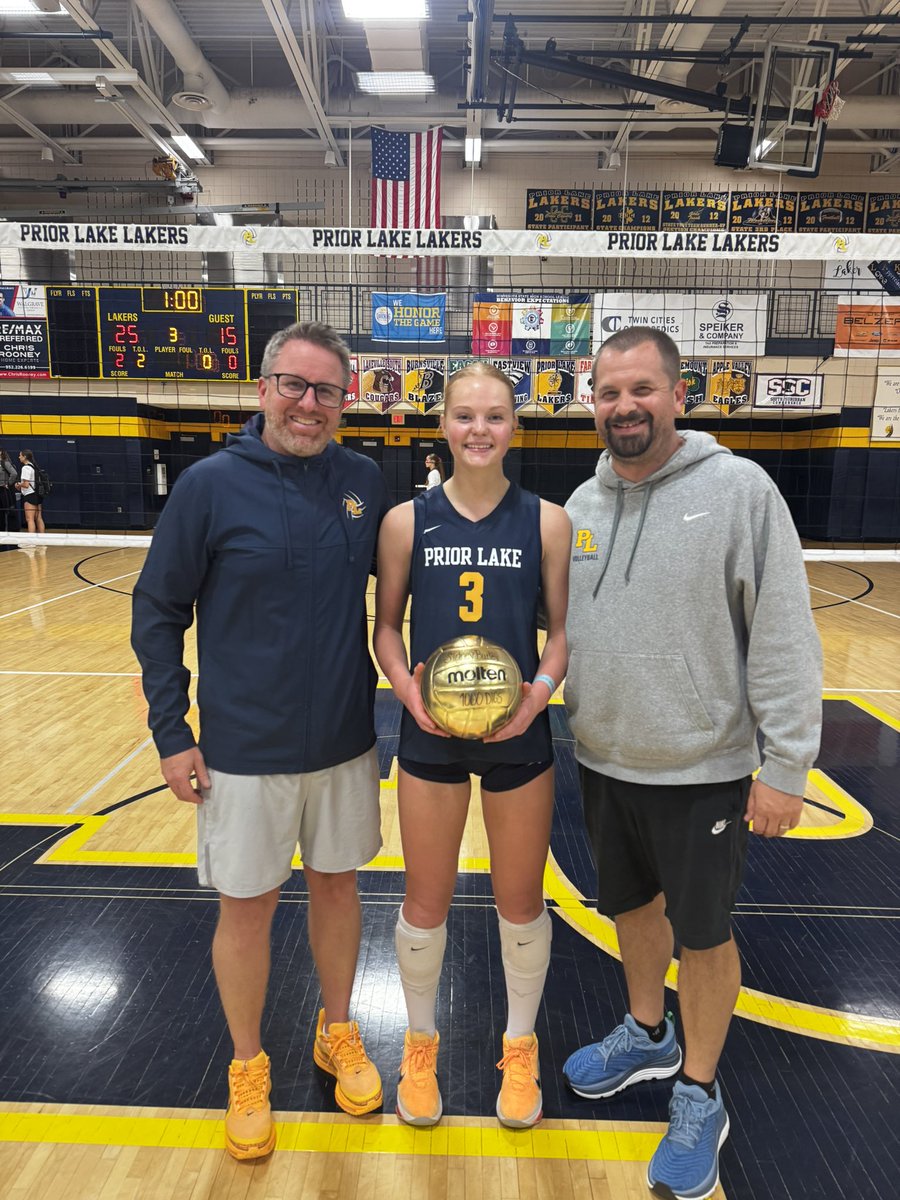 Congratulations to senior libero and captain Sidney Burley on her career achievement of 1000 digs!!! We are Laker Proud! 💙🏐💛