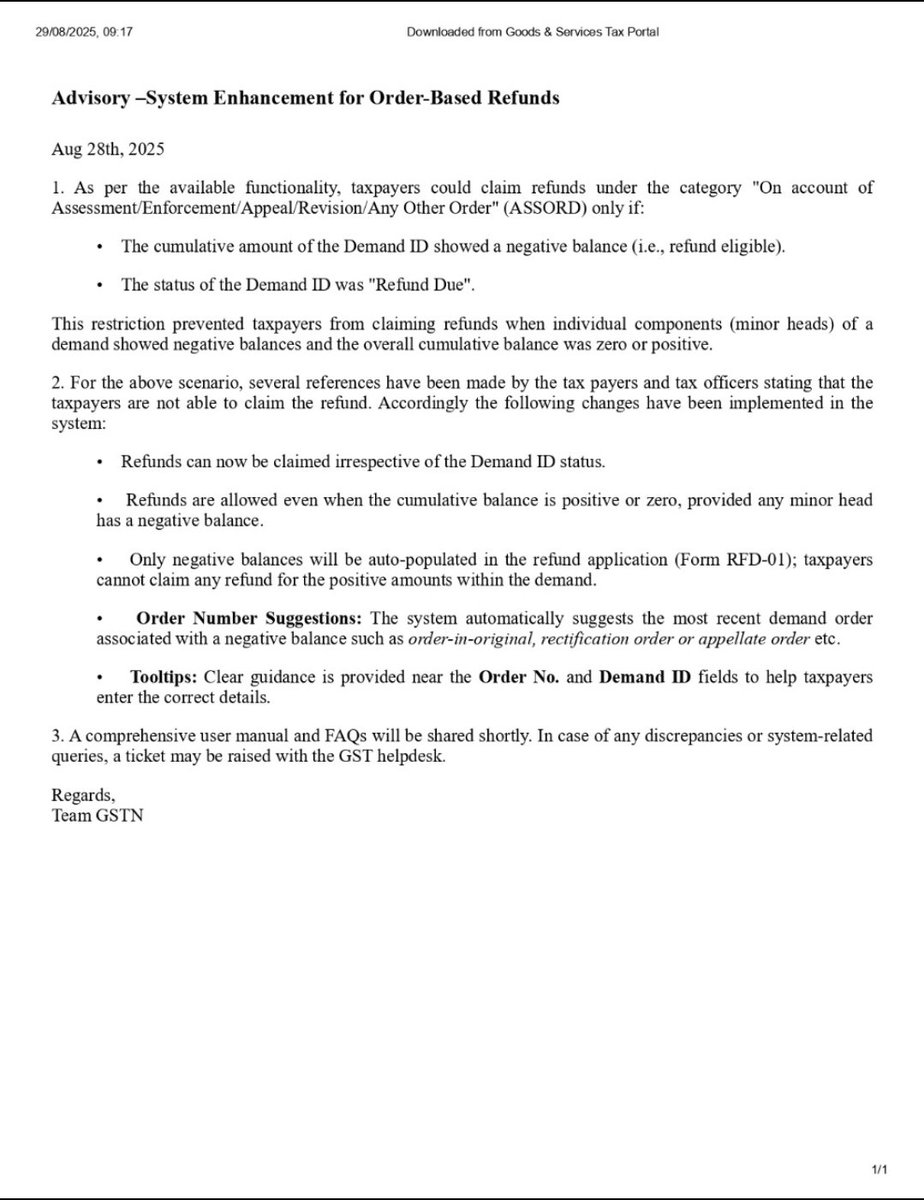Klath24's tweet image. Notification of order based Refunds in Gst.
If any taxpayer is eligible for refund in gst by demand or order then taxpayer can claim gst refund from the department irrespective of the demand ID status.

#GSTnotification #gstupdates #gstrefund  #Klath05 #Klath24 #dekhoaccountant