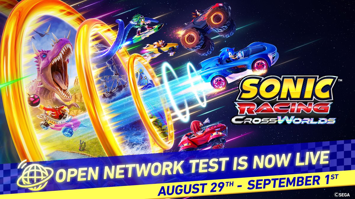 The Open Network Test has begun! Experience Sonic Racing: CrossWorlds before its official release...for FREE!

Download and play now: bit.ly/CrossWorldsOpe…