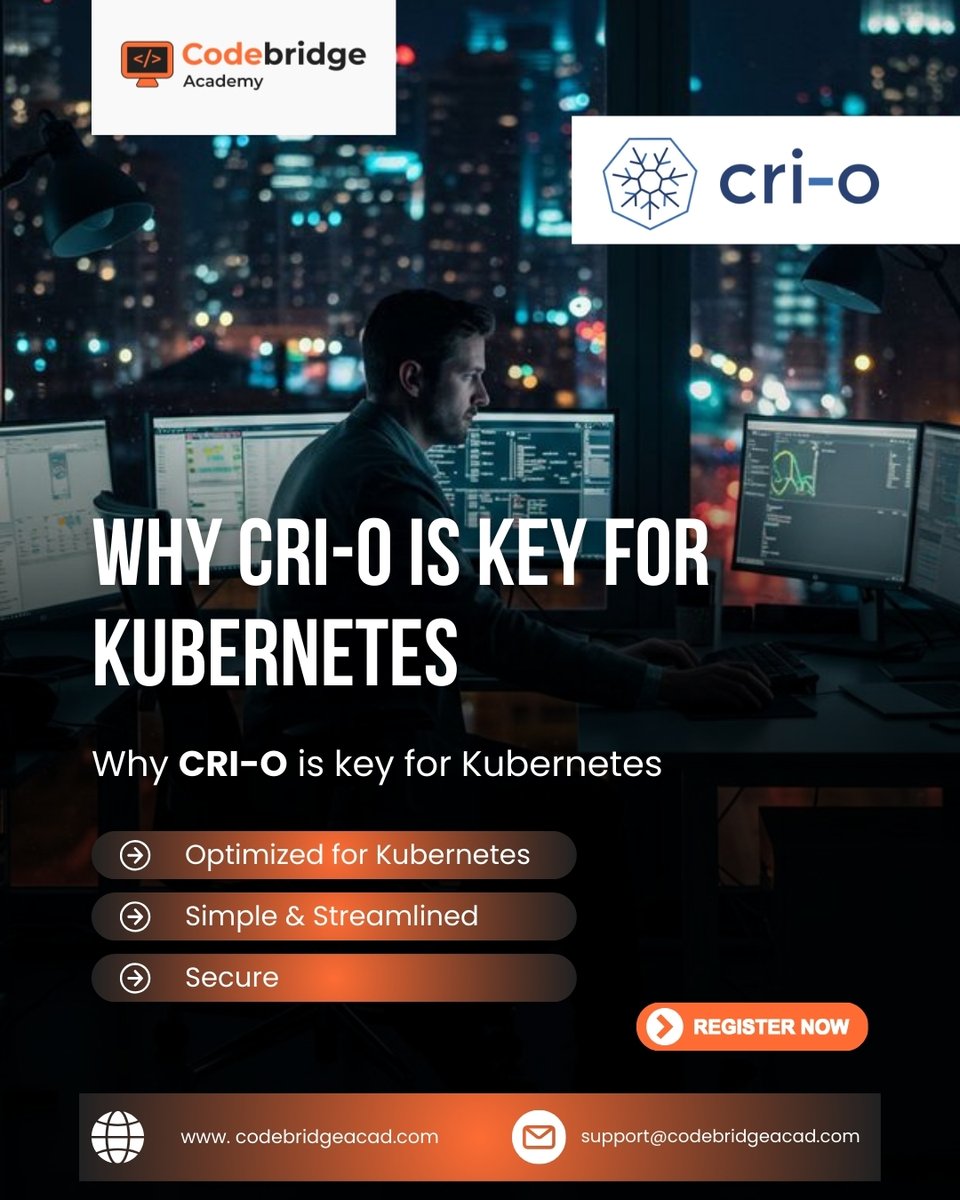 CodeBridgeAca's tweet image. Take your container management to the next level with CRI-O. Simple, secure, and built for Kubernetes. 
#TechMadeEasy #Kubernetes #ContainerRuntime