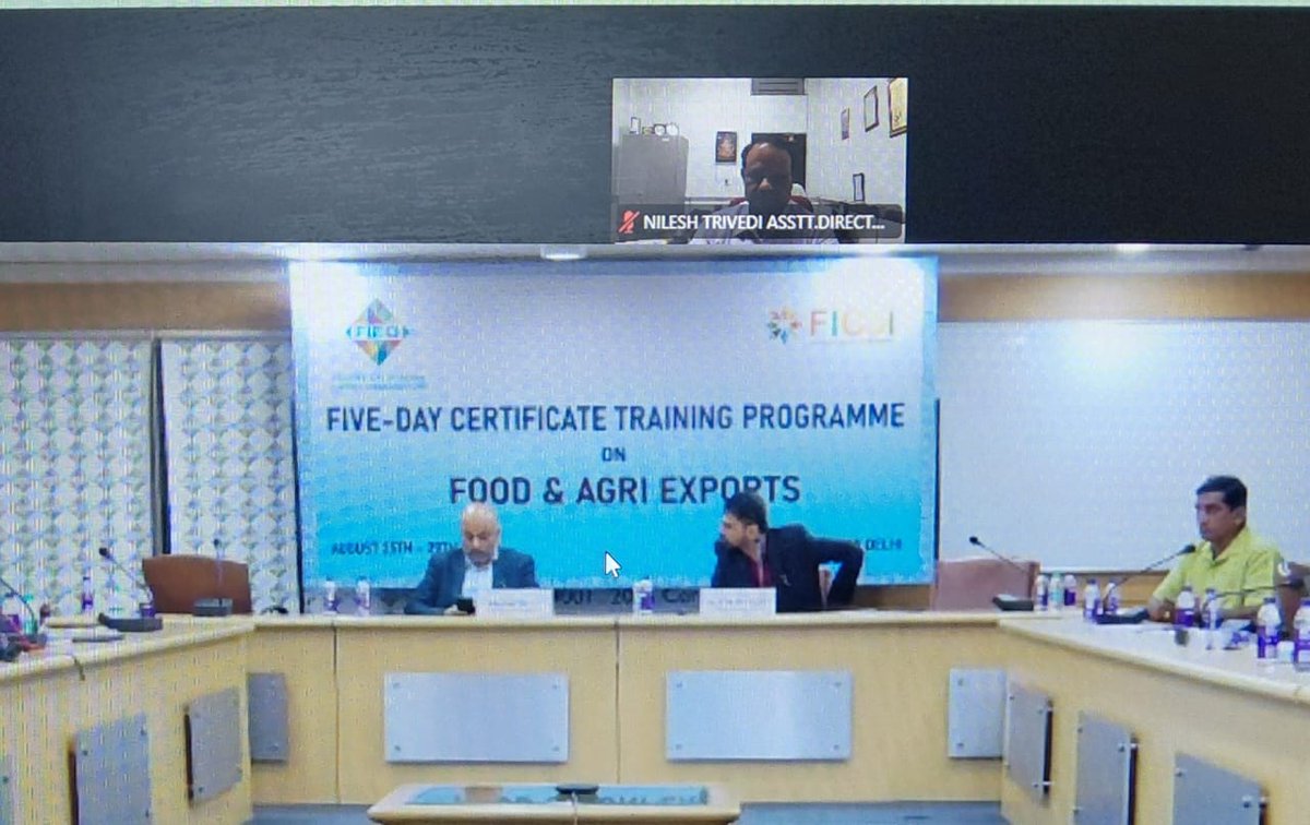 diindore's tweet photo. Sh. Nilesh Trivedi, Assistant Director MSME-DFO Indore has delivered a session through webinar on Export Promotion measures of Ministry of MSME in the 5 days training programme on Food and Agri Export organized by FIEO Delhi on 26.08.2025. https://t.co/sOjsh4thM5