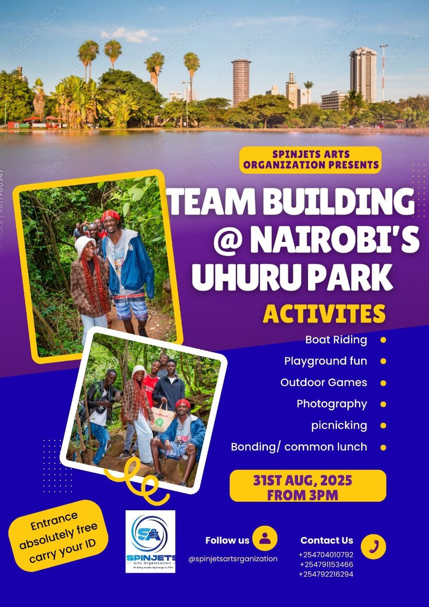 Spinjetsorg's tweet photo. This Sunday we’re heading to Uhuru Park for our Spinjets Arts Organization Team Building! 🎉💪

A day of fun, bonding, and building stronger connections as one family. ❤️🙌
Everyone is welcome to join us! https://t.co/4ulngOLYQT