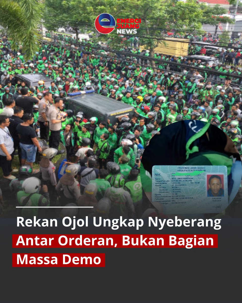 energijuangnews's tweet photo. Affan Kurniawan (21), seorang pengemudi ojek online, meninggal dunia usai terlindas kendaraan taktis (rantis) Brimob di kawasan Jakarta Pusat.

#Energijuang #polisimusuhbersama #POLISI #brimobpembunuh #dprbebannegara #DPRnya https://t.co/xZiqwfTvLk