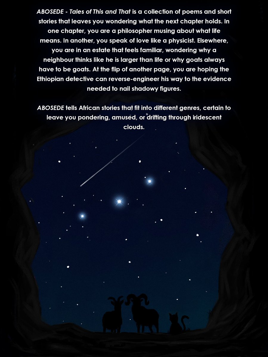 With a grateful and delighted heart, I present to you my collection of poems and short stories 'ABOSEDE - Tales of This and That'.

Art Cover by <a href="/MajengbasanVic4/">vik_artistik</a>

Available as an ebook or hard copy on AuthorHouse's website, Amazon, Barnes and Noble and other online bookstores.