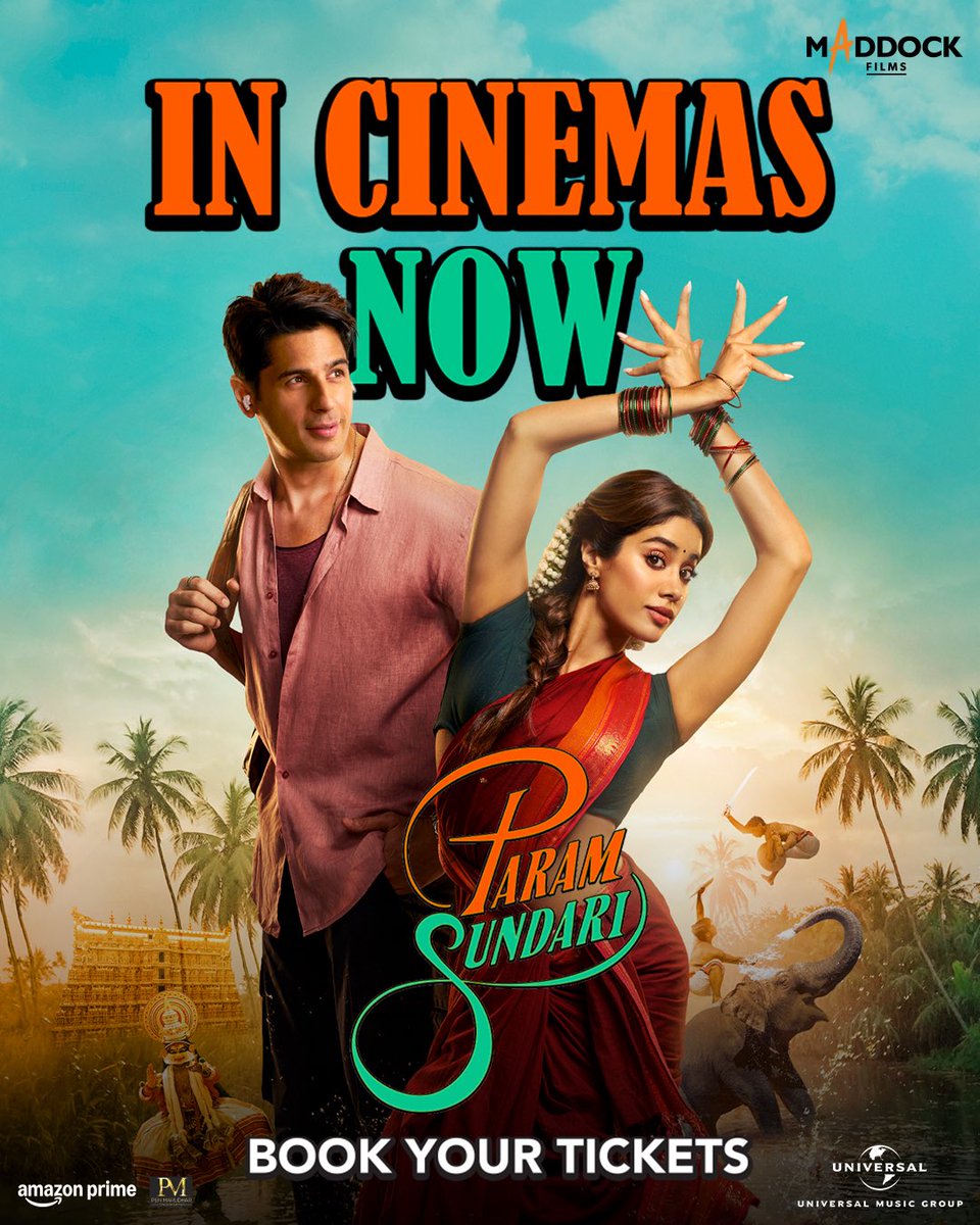 MaddockFilms's tweet photo. A param sundar kahaani that is here, aapke dilon ko phasane ke liye! 🤌🏻❤️‍🔥

The biggest love story of the year - #ParamSundariInCinemas Now! 

Book your tickets now! 
🔗 - https://t.co/XqYI8q7pO4
🔗- https://t.co/Et4gG1V8xW

#ParamSundari #ParamSundariOutNow https://t.co/A5NVPLa6sL