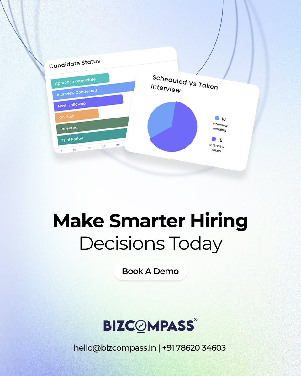 bizcompass_soft's tweet image. Hiring doesn’t have to be hard – it has to be SMART. With Bizcompass Recruitment Dashboards, you get everything you need to hire the right talent, faster.

👉 Ready to transform your hiring process?
📌 Book a Demo Today!

#SmartRecruitment #Bizcompass #RecruitmentTools