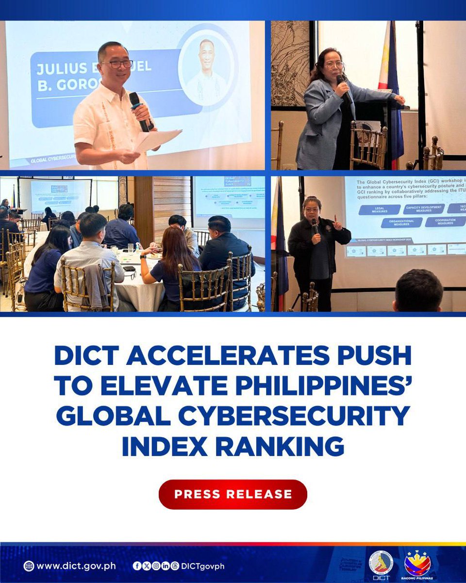 DICTgovph's tweet image. 𝐃𝐈𝐂𝐓 𝐀𝐜𝐜𝐞𝐥𝐞𝐫𝐚𝐭𝐞𝐬 𝐏𝐮𝐬𝐡 𝐭𝐨 𝐄𝐥𝐞𝐯𝐚𝐭𝐞 𝐏𝐡𝐢𝐥𝐢𝐩𝐩𝐢𝐧𝐞𝐬’ 𝐆𝐥𝐨𝐛𝐚𝐥 𝐂𝐲𝐛𝐞𝐫𝐬𝐞𝐜𝐮𝐫𝐢𝐭𝐲 𝐈𝐧𝐝𝐞𝐱 𝐑𝐚𝐧𝐤𝐢𝐧𝐠

Read full press release here: dict.gov.ph/news-and-updat…

#DICT #GCI #CybersecurityPH #DigitalPH #SecurePH