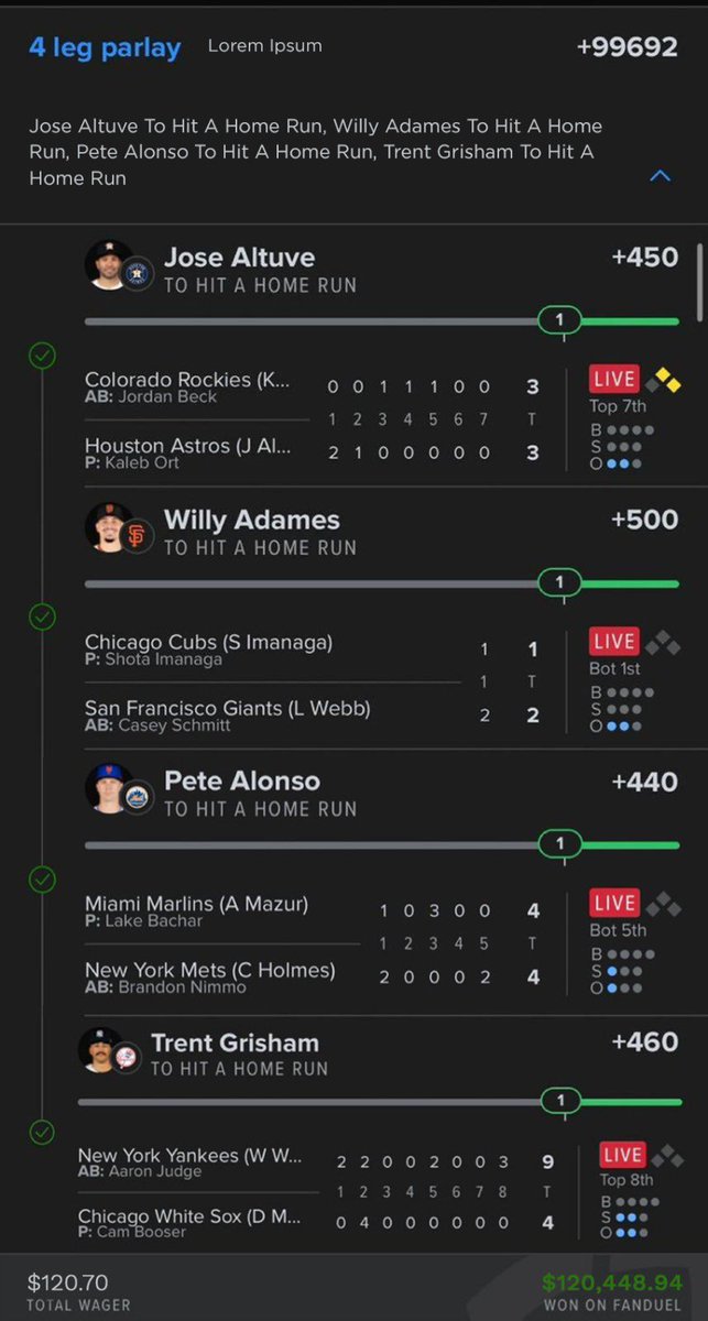 TWO MORE LEGS CASHED🔥🔥🍀🍀

AM THE FUCKING BIGGEST CAPPER IN THE WORLD RN 🌎 

TOLD Y’ALL AM A FUCKING BEAST😈

GIVING $800 TO EVERYONE THAT LIKES/RETWEET AND COMMENTS ASAP

Y’ALL KNOW AM THE BEST, FUCKING UNDEFEATED