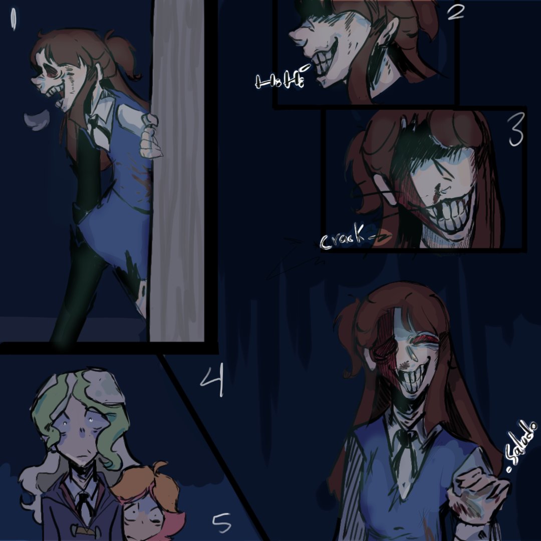 creishi1270634's tweet photo. Hace rato que quería subir esto pero simplemente la procrastinacion me consume, en mi au, a akko le gusta perseguir por las madrugadas a las alumnas hasta que se aburre #art #LWA_jp https://t.co/oE5Iulq68e