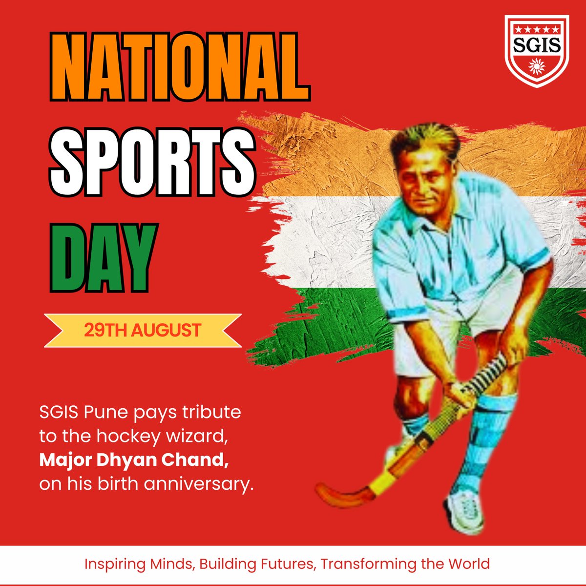 sgispune's tweet photo. #NationalSportsDay

Honoring the hockey legend, Major Dhyan Chand, on his birth anniversary. 🏑 

#MajorDhyanChand #HockeyLegend #NationalSportsDay2025 #SportsSpirit #InspirationInSports #EducationExcellence #BoardingSchool #ResidentialSchool #InternationalSchool #SGISPune https://t.co/Ug8VuYztIU